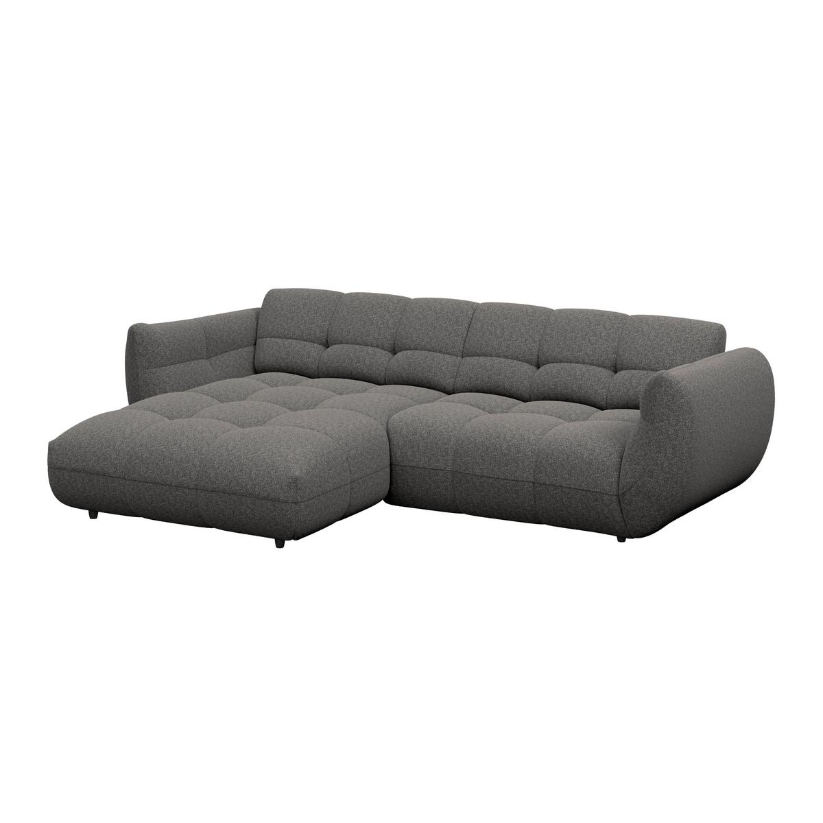 Ecksofa Panda Chenille grau, 178x280cm - Dunkelgrün/Schwarz, Trend, Textil (178/280cm)
