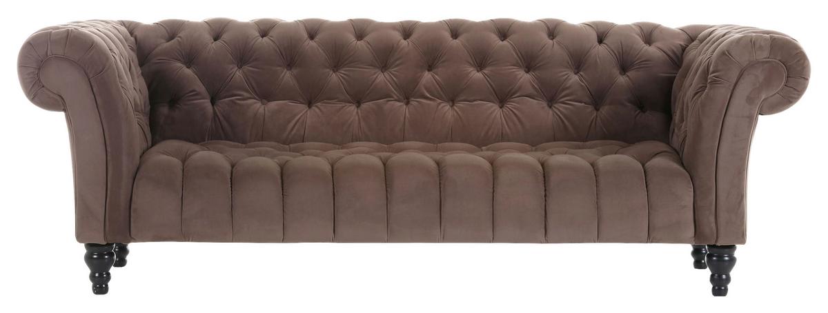 Bigsofa Canyon B: 230 Cm Dunkelbraun Samt - Dunkelbraun/Schwarz, Trend, Textil (230/74/101cm) - Livetastic