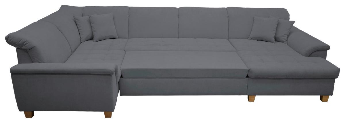 Wohnlandschaft Franzi Mit Schlaffunktion Dunkelgrau - Eichefarben/Dunkelgrau, KONVENTIONELL, Textil (214/352/170cm) - MID.YOU