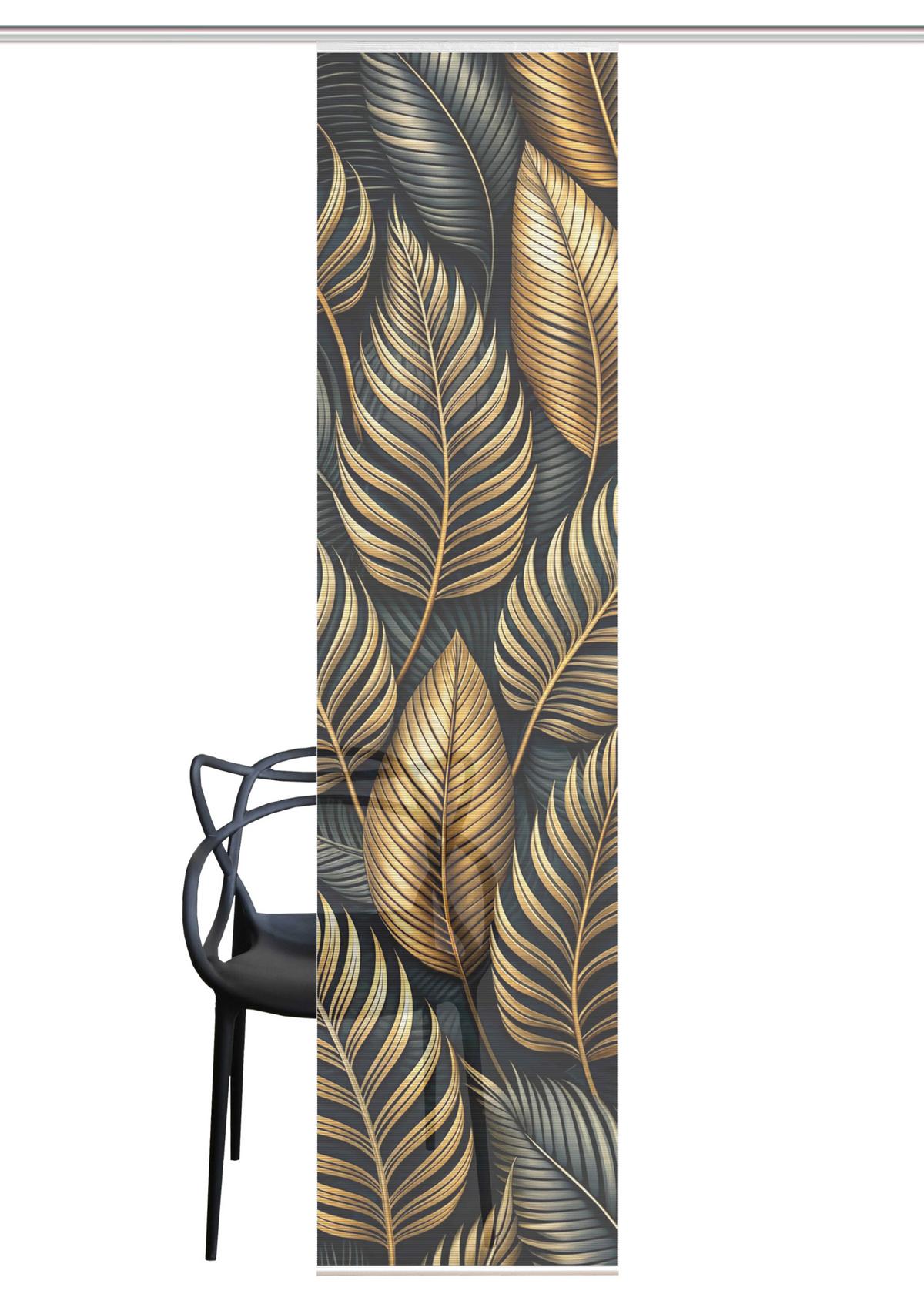 Flächenvorhang Zedric - Anthrazit/Goldfarben, Natur, Textil (60/245cm)