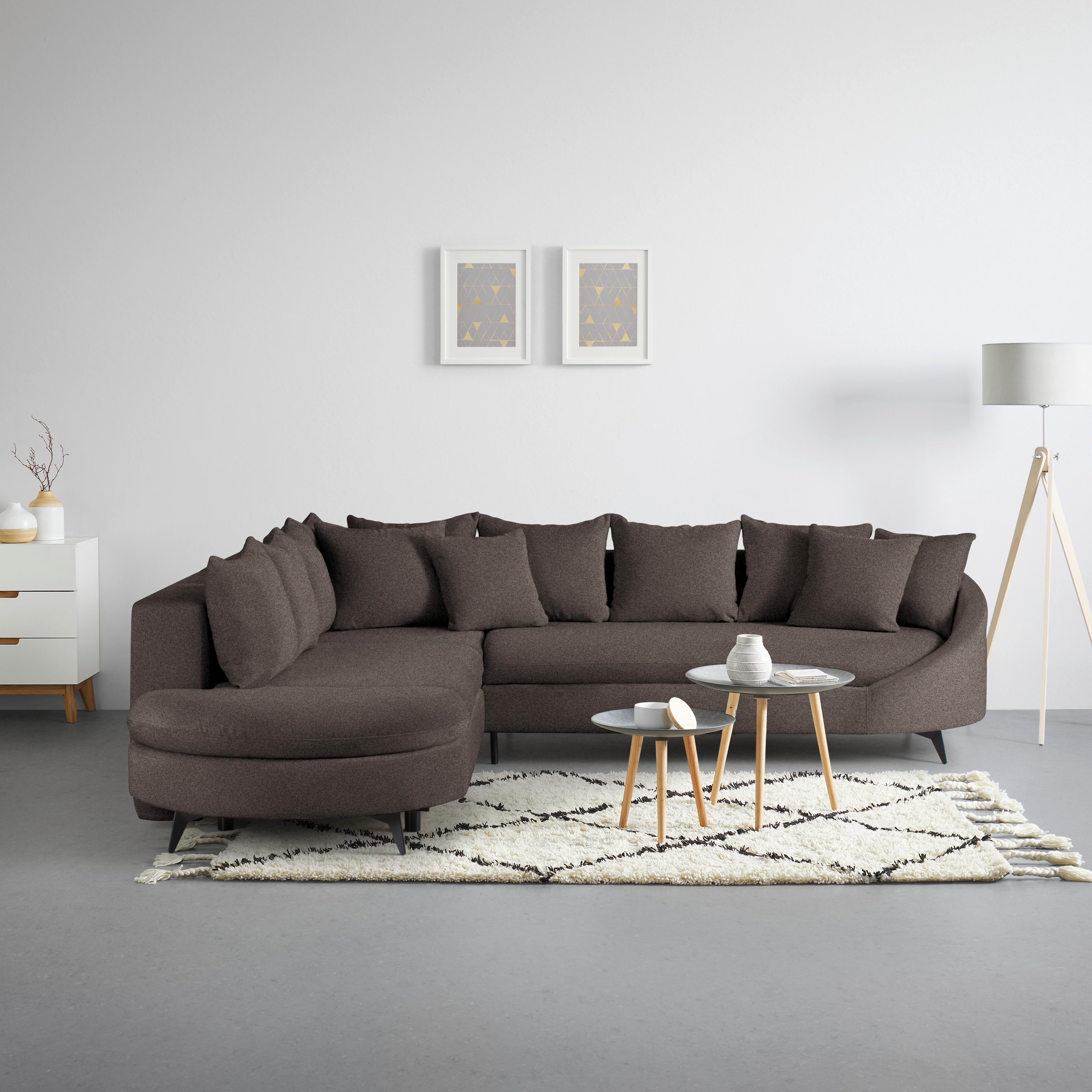 Rohová sedačka AXEL, ľavá, mokka ženilka - čierna/mokka, Modern, kov/textil (250/87/291cm) - Mömax