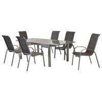 Gartenmöbel Set 7-Tlg Amalfi Di Lusso Metall/Textil - Anthrazit/Silberfarben, MODERN, Textil/Metall - Gardenson
