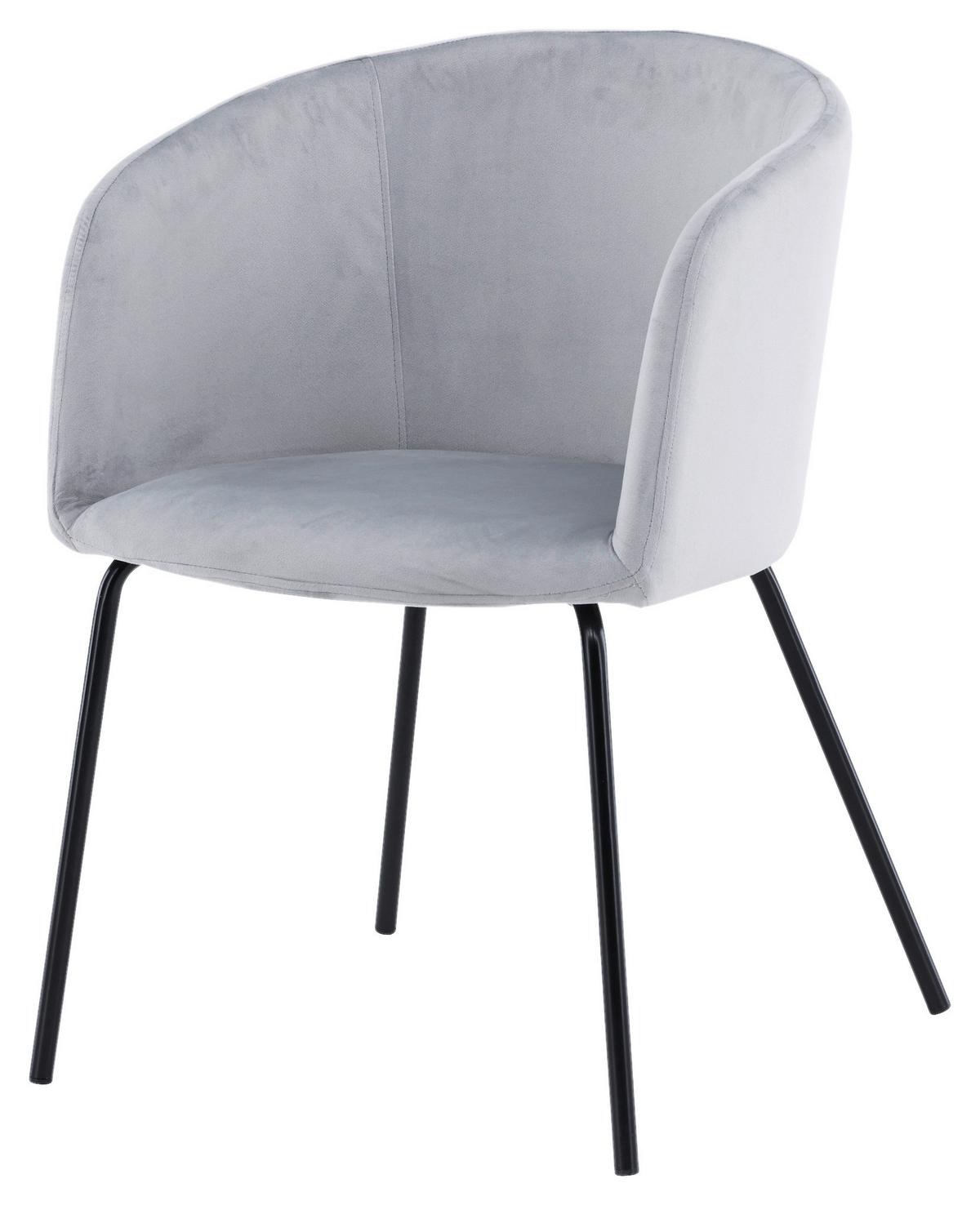 Armlehnstuhl Berit - Hellgrau/Schwarz, Design, Textil/Metall (55/78/55cm) - Livetastic