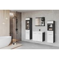 Badezimmer Madrit-Set 5-tlg anthrazit/weiß HG, B: 120,4 cm - Weiß Hochglanz/Anthrazit, LIFESTYLE, Glas/Keramik (120,4/131,5/34,5cm) - P & B