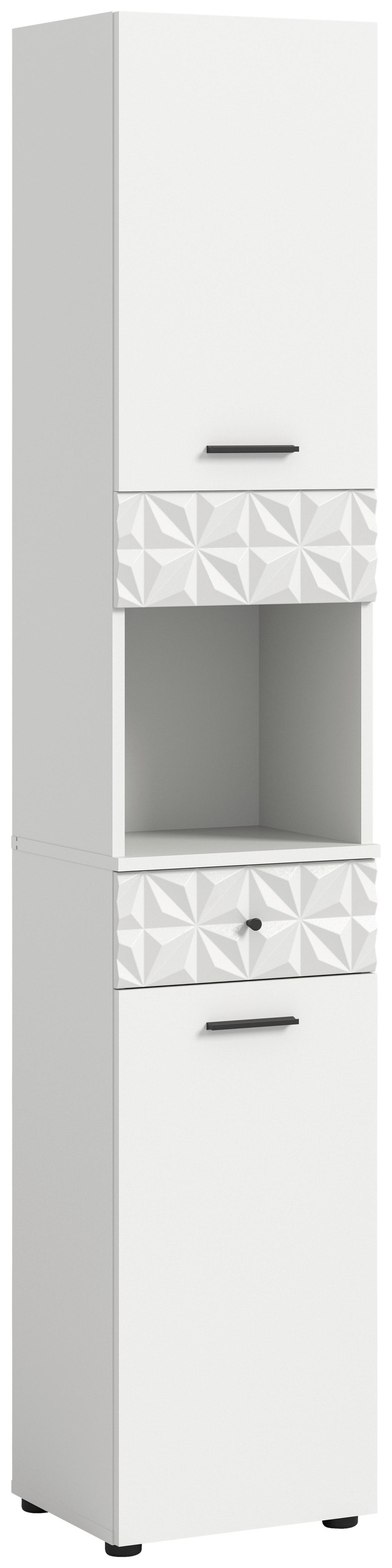 Hochschrank Prisma Weiß B: 35 cm - Schwarz/Weiß, MODERN, Holzwerkstoff (35/187/34cm) - MID.YOU