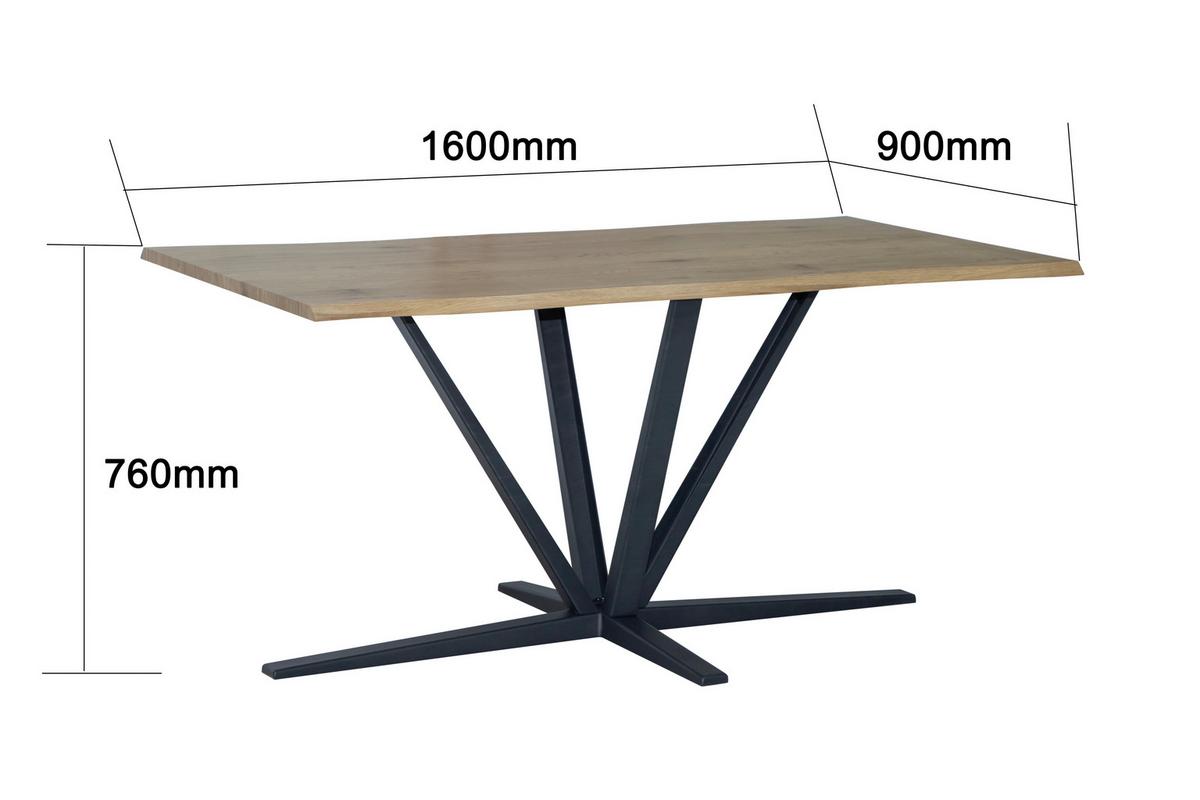 Esstisch Pim Eichefarben B: 160 cm - Eichefarben/Schwarz, MODERN, Holzwerkstoff/Metall (160/76/90cm) - MID.YOU