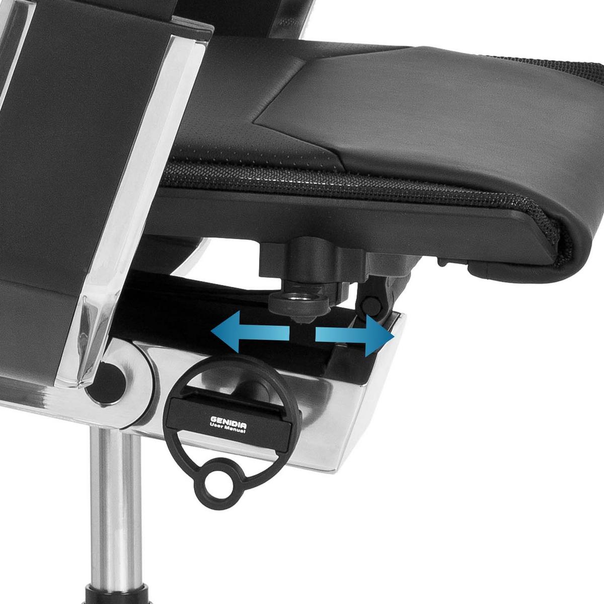 Drehstuhl Genidia Pro Schwarz - Alufarben/Schwarz, MODERN, Leder/Kunststoff (57/119/46cm) - MID.YOU