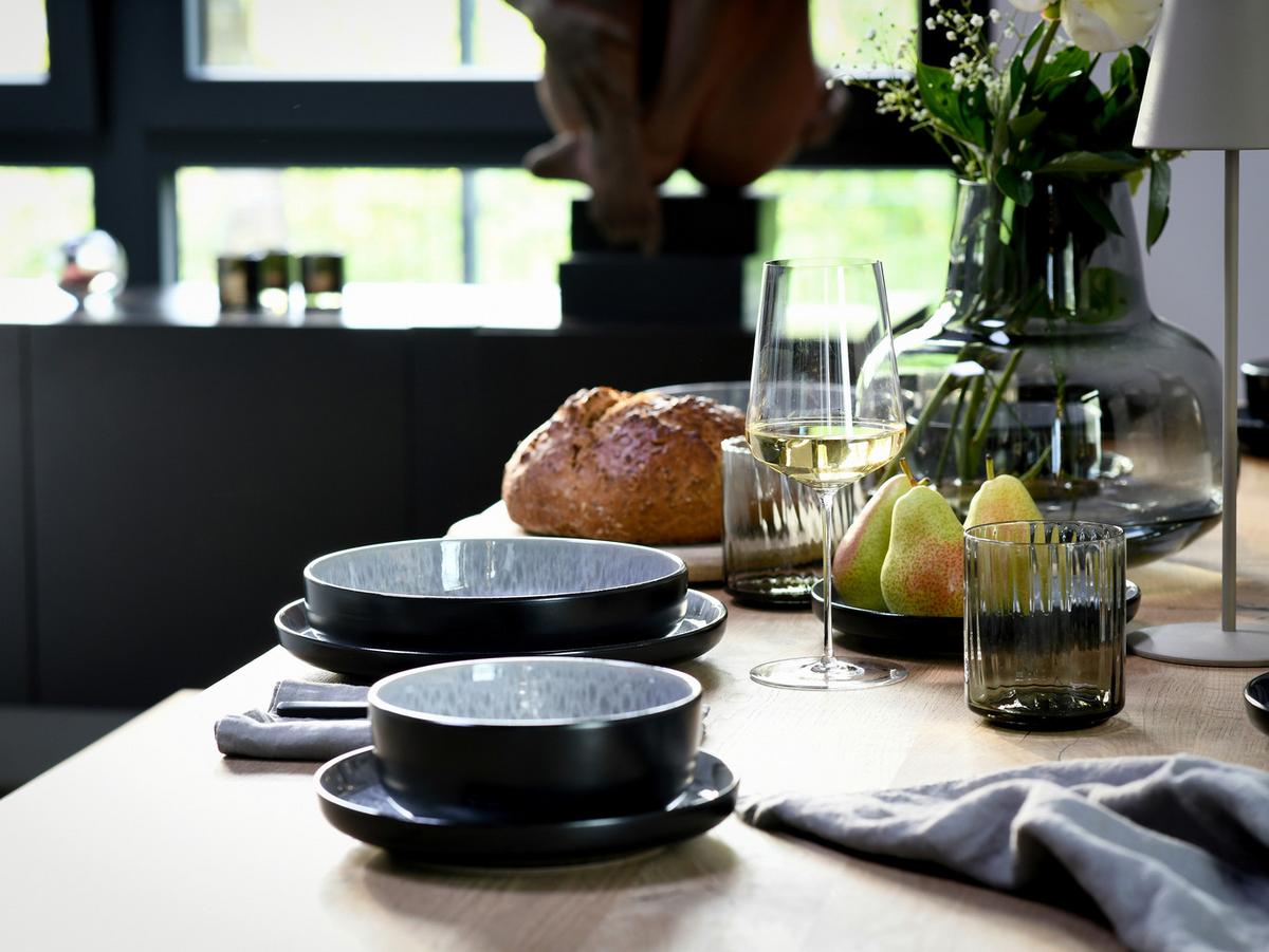 Kombiservice Nordic Fjord Schwarz, Hellgrau L: 38 Cm - Hellgrau/Schwarz, Basics, Keramik (38/31/38cm) - Creatable