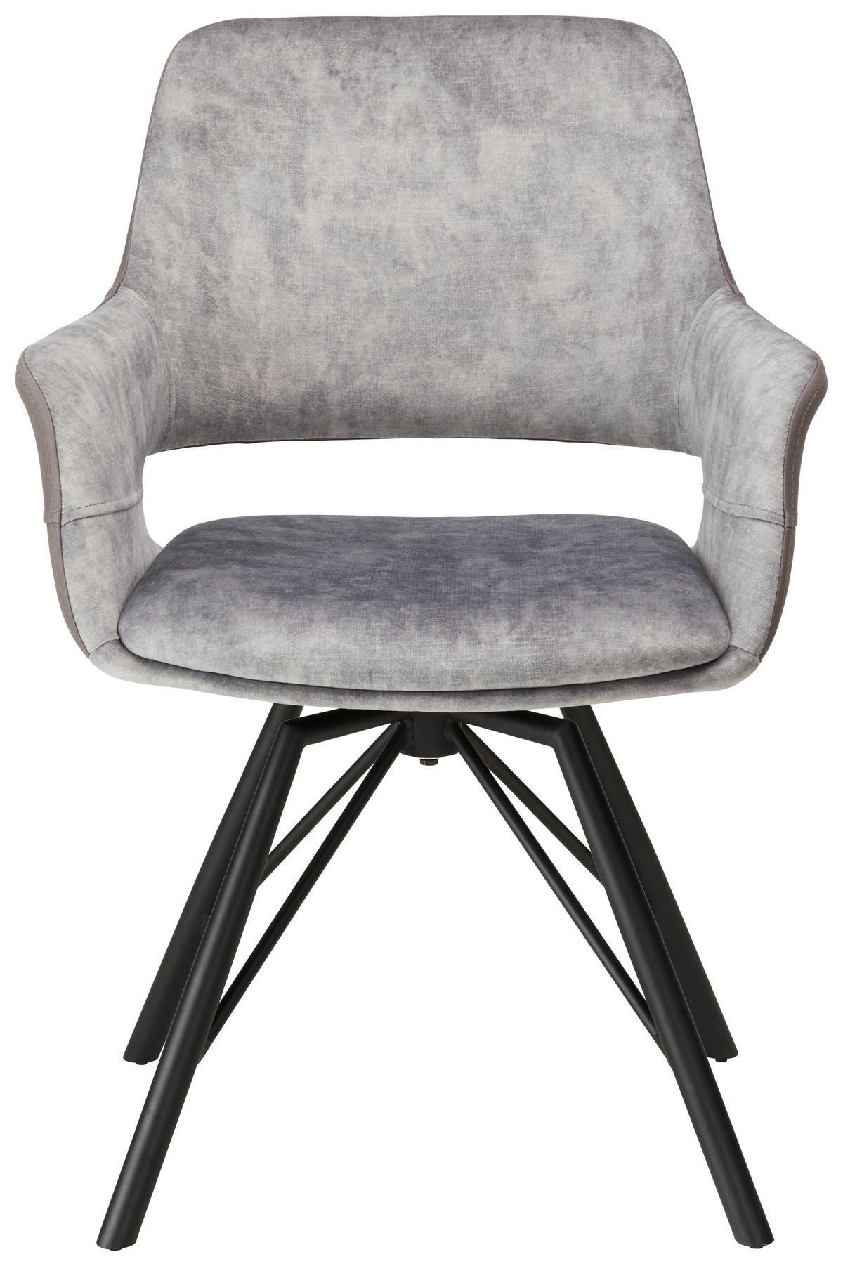 ŽIDLE S PODRUČKAMI ADRIANA - šedá/černá, Moderní, kov/dřevo (61/85/62,5cm) - Premium Living