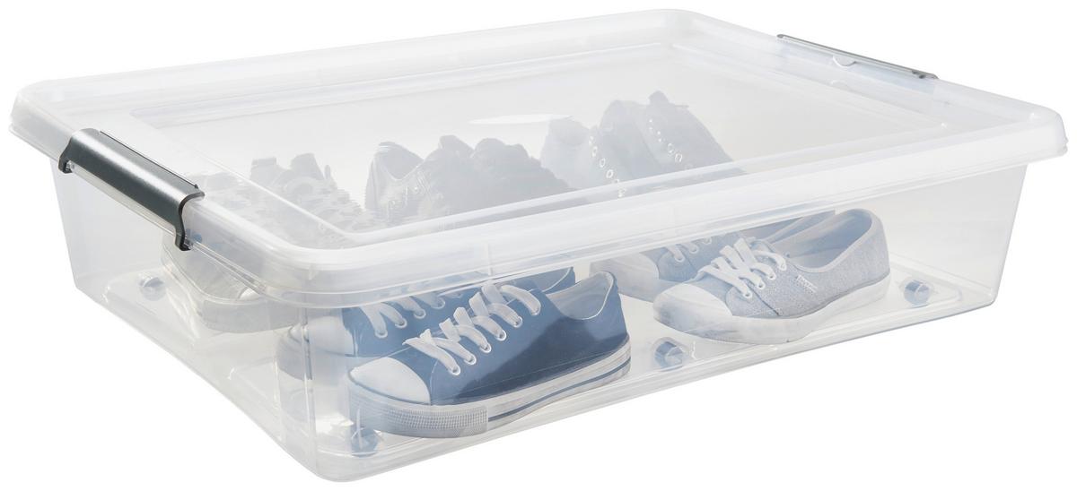 Unterbettroller mit Deckel Mila 61l, 76x57x18,5 cm - Transparent/Schwarz, Basics, Kunststoff (76/57/18,5cm) - Homezone