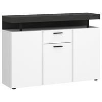 Kommode Fly Alpinweiß/ Weiß Hg/Dunkelgrau B: 124 cm - Weiß Hochglanz/Dunkelgrau, Trend, Holzwerkstoff (124/90/39,6cm)