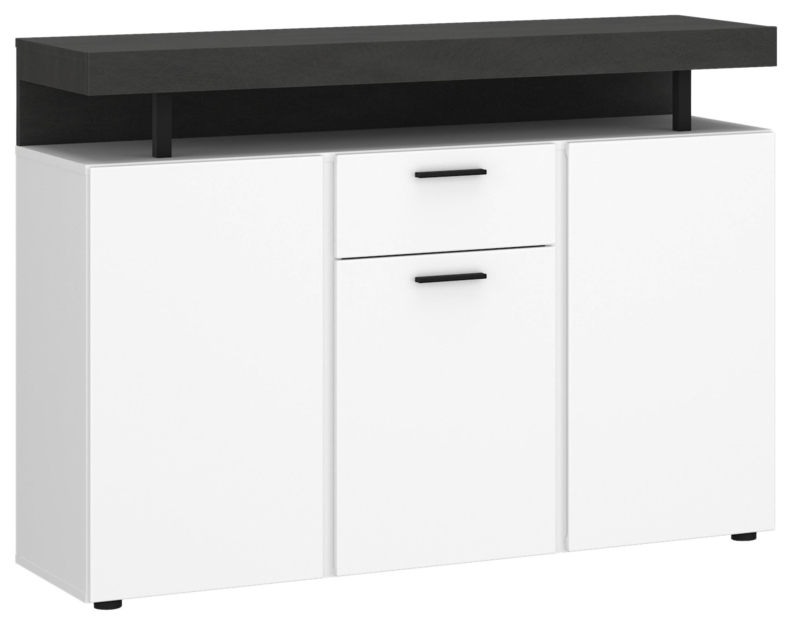 Kommode Fly Alpinweiß/ Weiß Hg/dunkelgrau B: 124 Cm