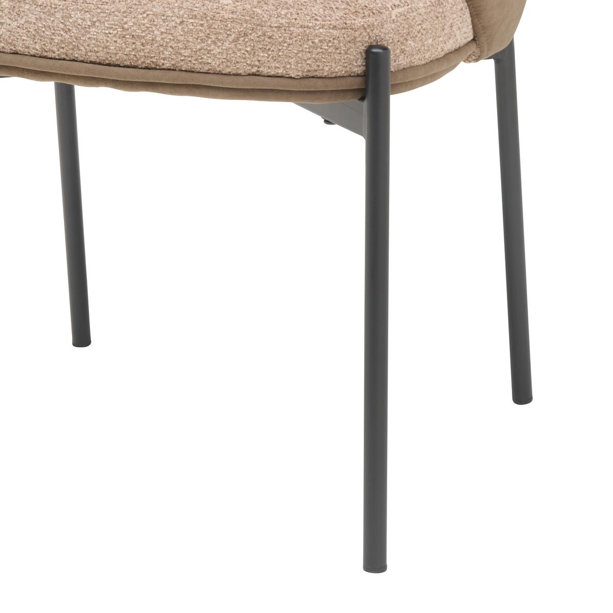 Armehnstuhl Cara Textil Braun B : 56 Cm - Schwarz/Braun, MODERN, Textil/Metall (56/76,5/57,5cm) - MID.YOU