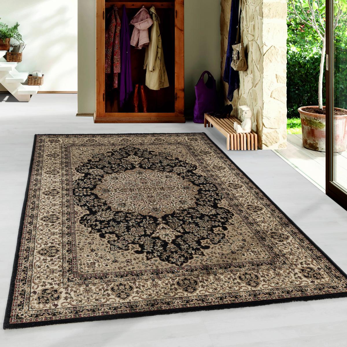 Orientalischer Webteppich Schwarz Kashmir 240x340 cm - Schwarz, LIFESTYLE, Textil (240/340cm)