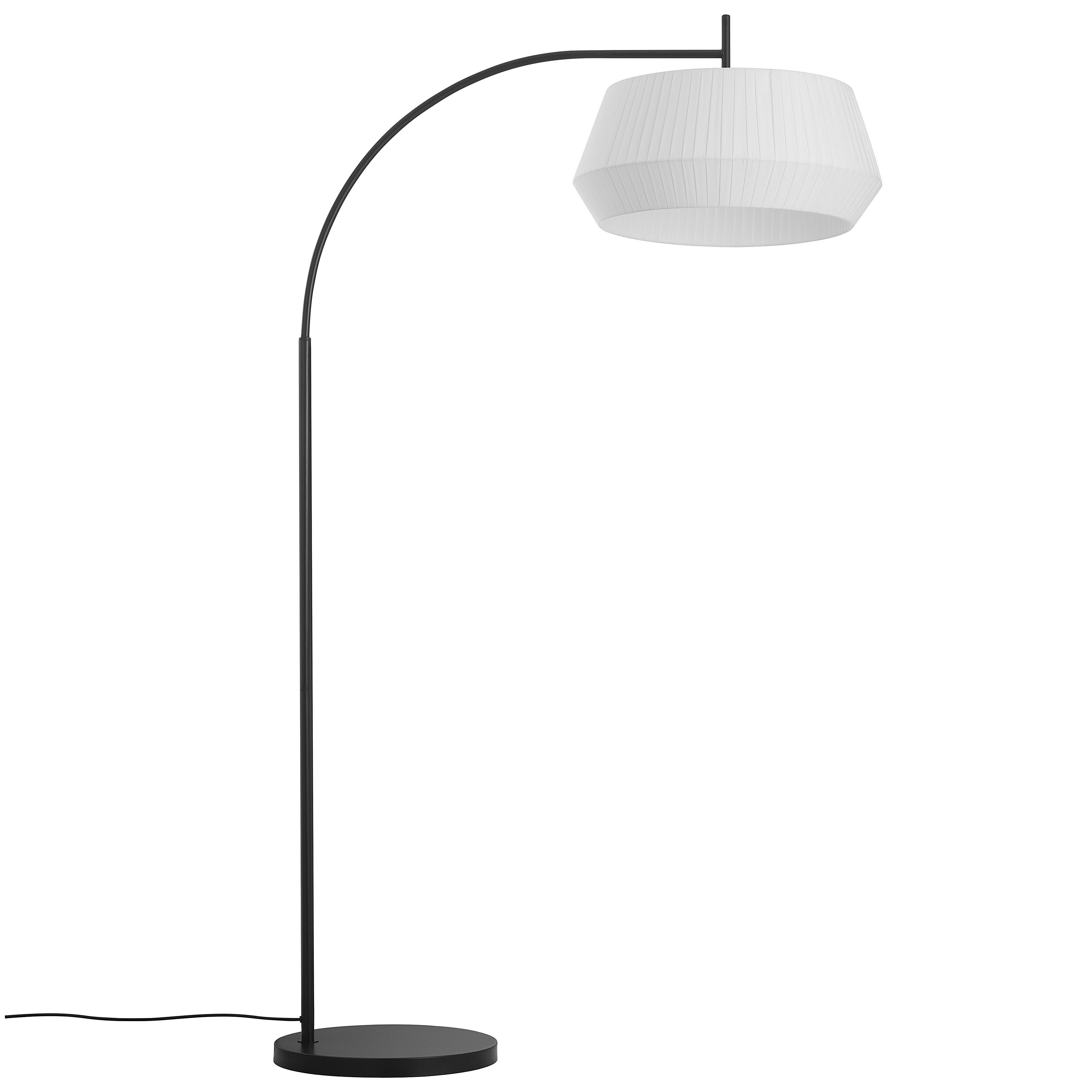 Bogenleuchte Dicte Stehla Weiß D: 53 cm - Schwarz/Weiß, Basics, Textil/Metall (53/180cm) - Nordlux