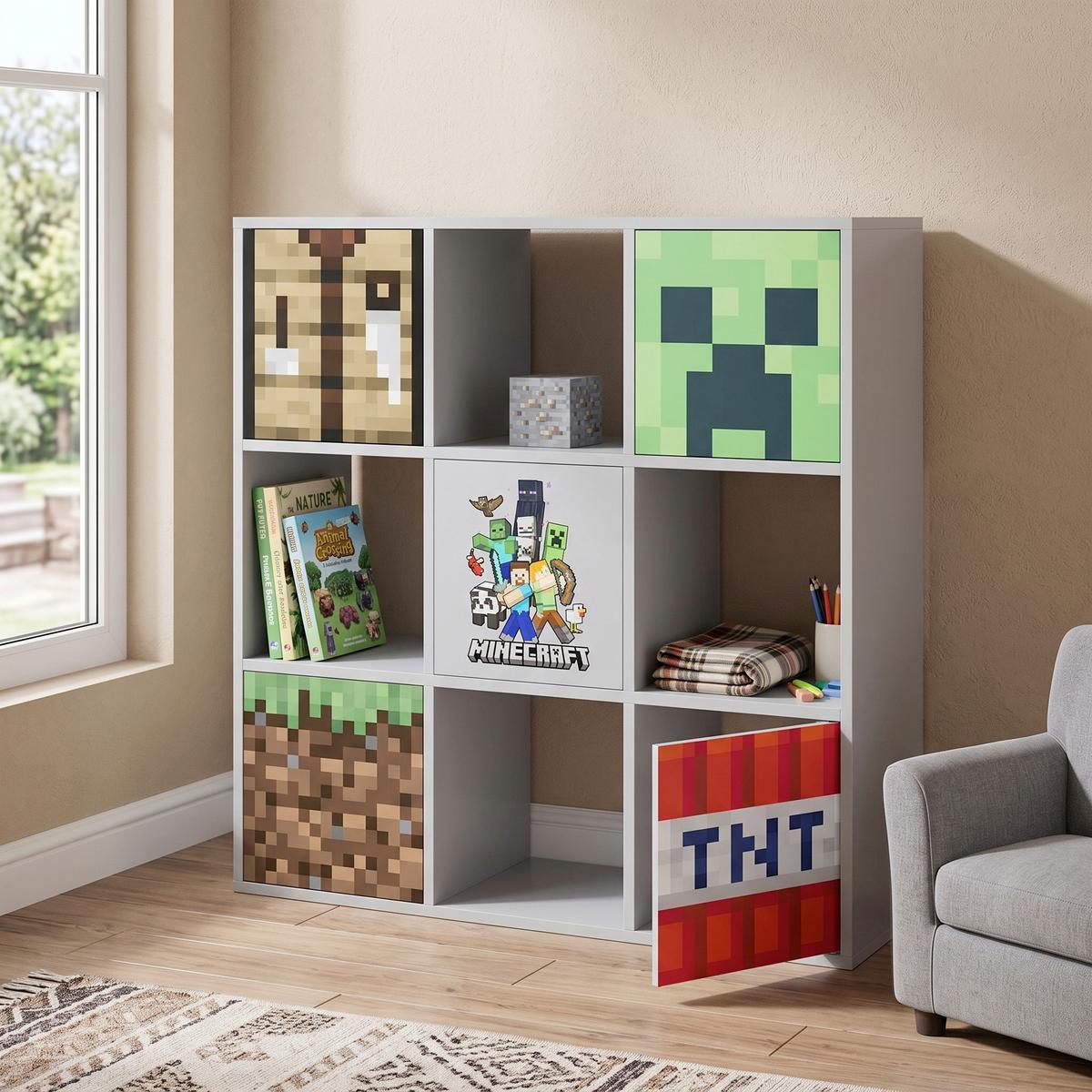 REGAL MINECRAFT - Multicolor/Grau, MODERN, Holzwerkstoff (90/90/30cm) - Minecraft