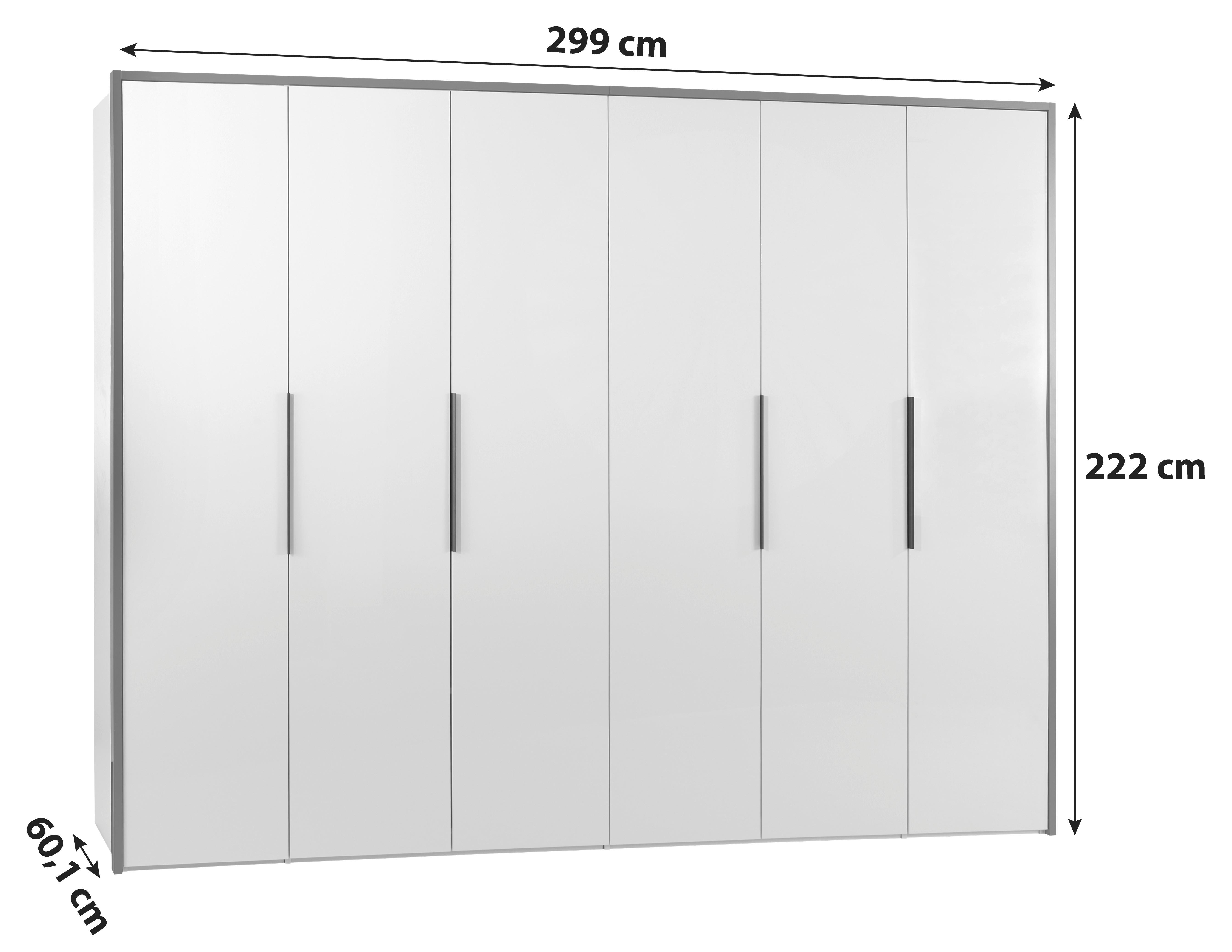 Drehtürenschrank 294 Cm Lucca Weiß - Weiß, MODERN, Holzwerkstoff (299/222/60.1cm)