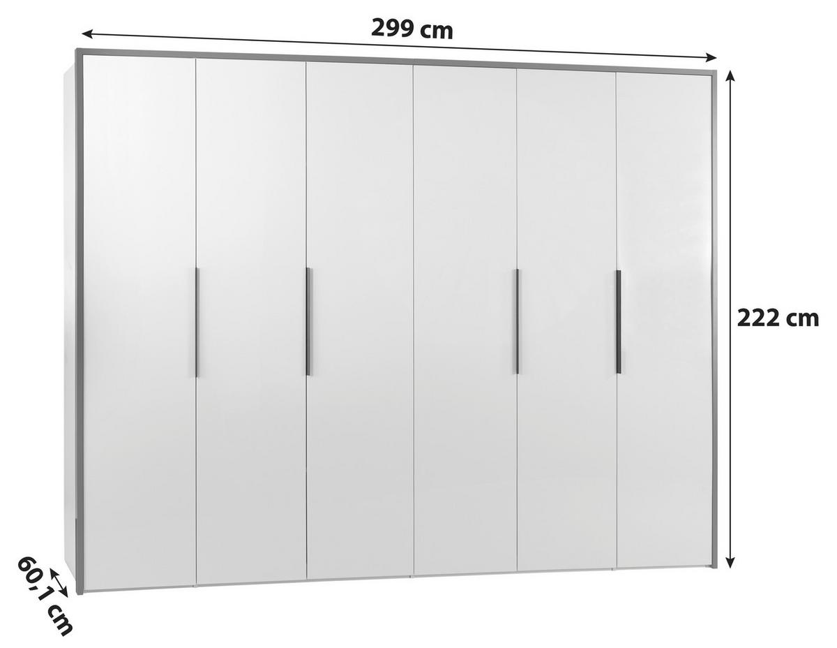 Drehtürenschrank 294 cm Lucca Weiß - Weiß, MODERN, Holzwerkstoff (299/222/60.1cm)