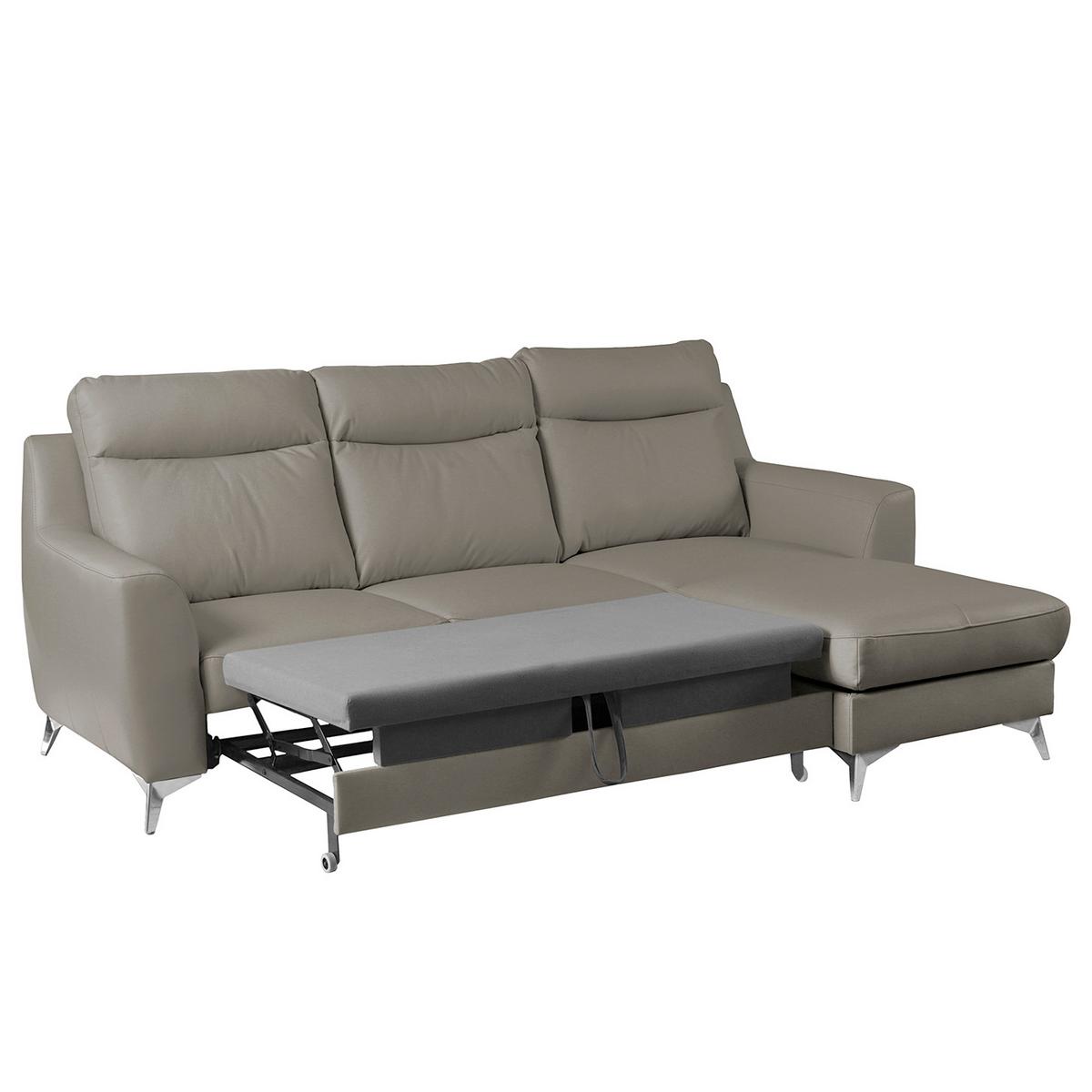 Ecksofa Gio Schlammfarben S: 168x236 Cm - Chromfarben/Schlammfarben, Design, Leder/Textil (236/168cm) - Livetastic