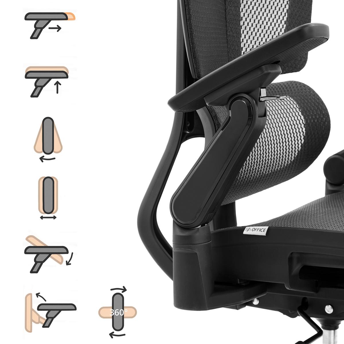 DREHSTUHL Ergo U2 Pro Schwarz B: 68cm - Silberfarben/Schwarz, MODERN, Kunststoff/Textil (68/113/67cm) - MID.YOU
