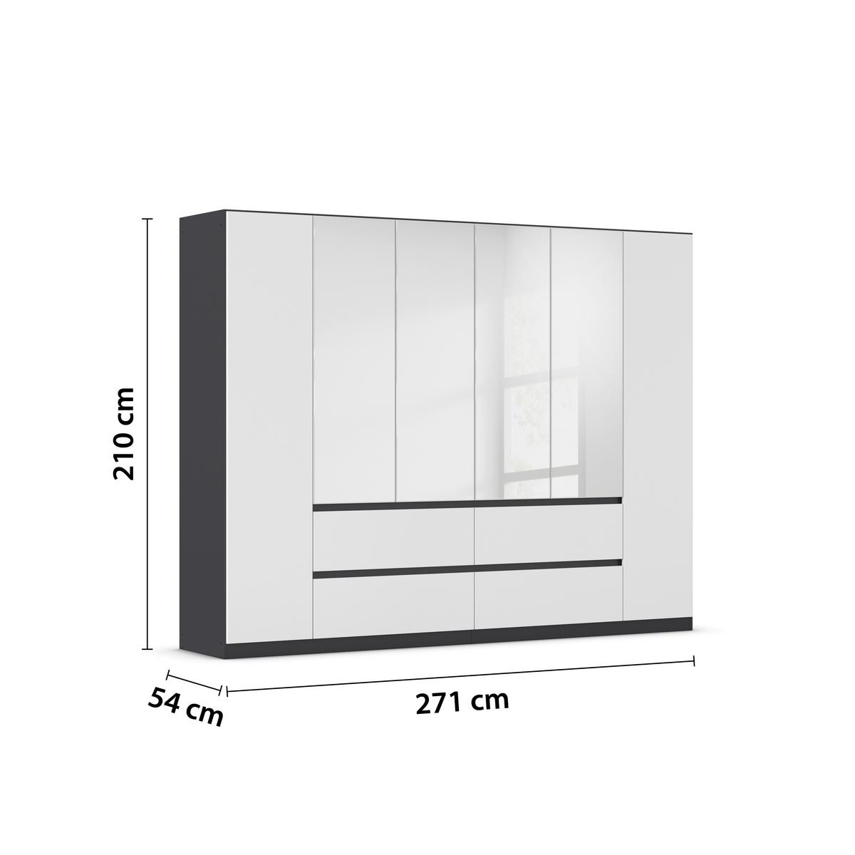 Drehtürenschrank Mainz Grau/weiß B: 271 Cm - Silberfarben/Weiß, Basics, Holzwerkstoff (271/210/54cm) - Rauch Möbel