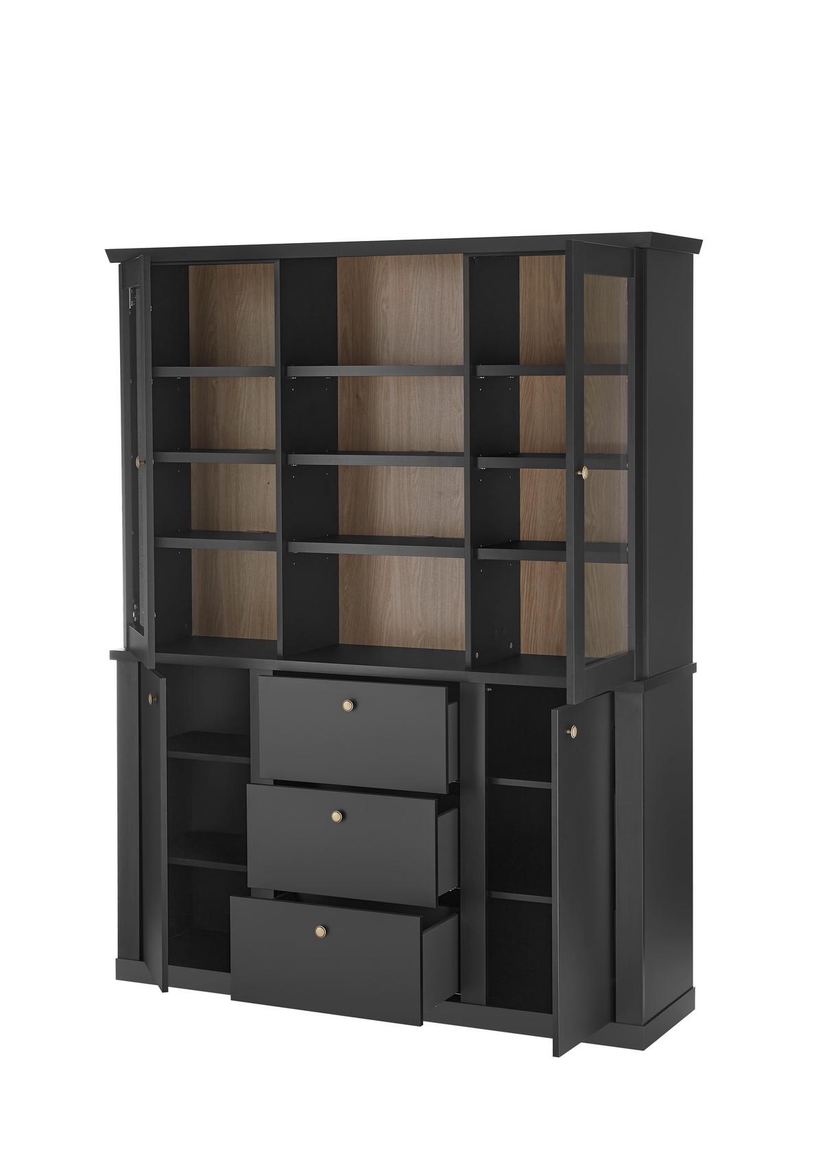 Buffet Lincoln Schwarz/Eichefarben B: 158cm - Eichefarben/Schwarz, Design, Holzwerkstoff (158/201/42cm) - MID.YOU