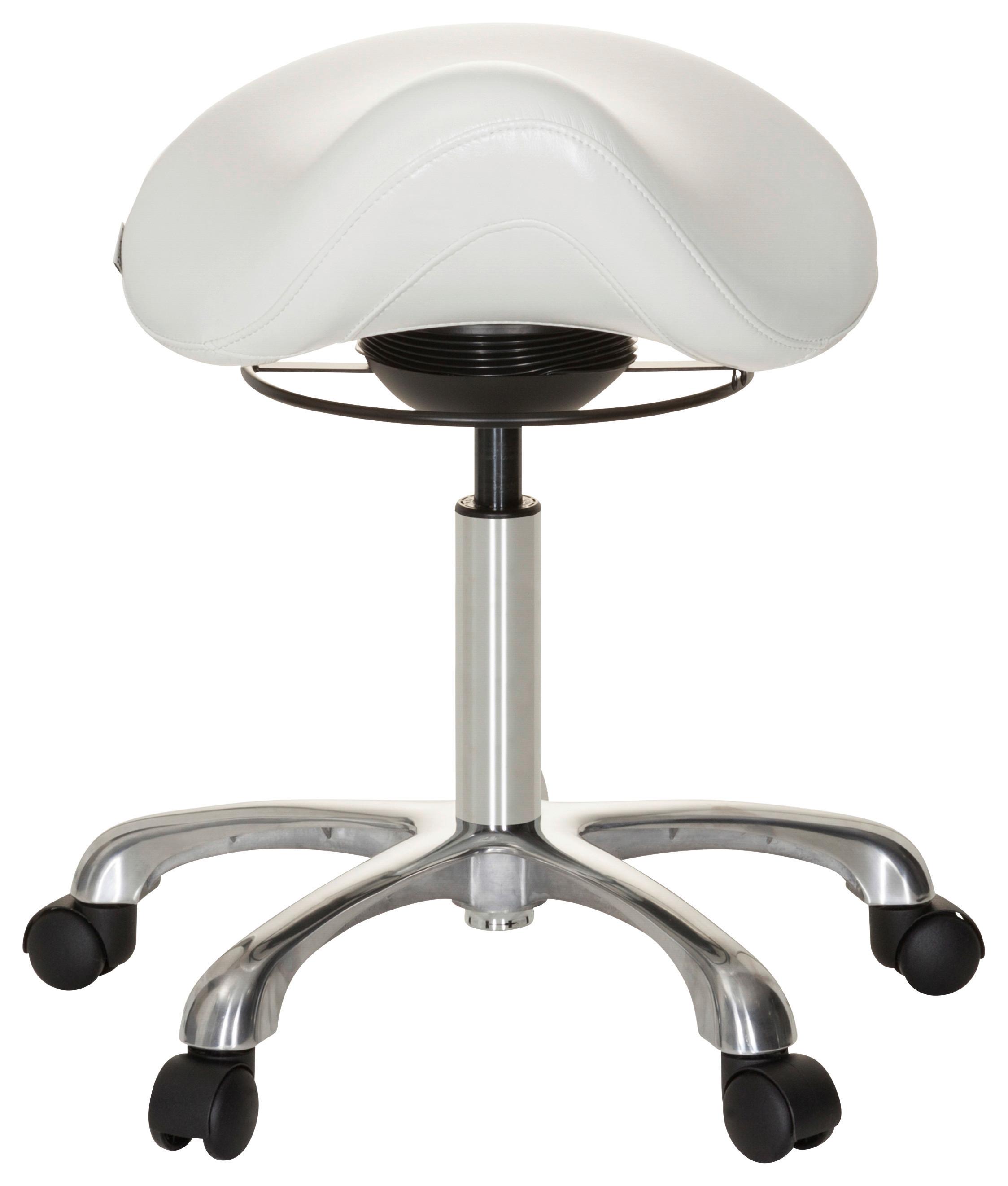 Bürohocker Ortho Sit Weiß Bis 110 Kg - Silberfarben/Weiß, Basics, Kunststoff/Textil (56/54/56cm) - MID.YOU