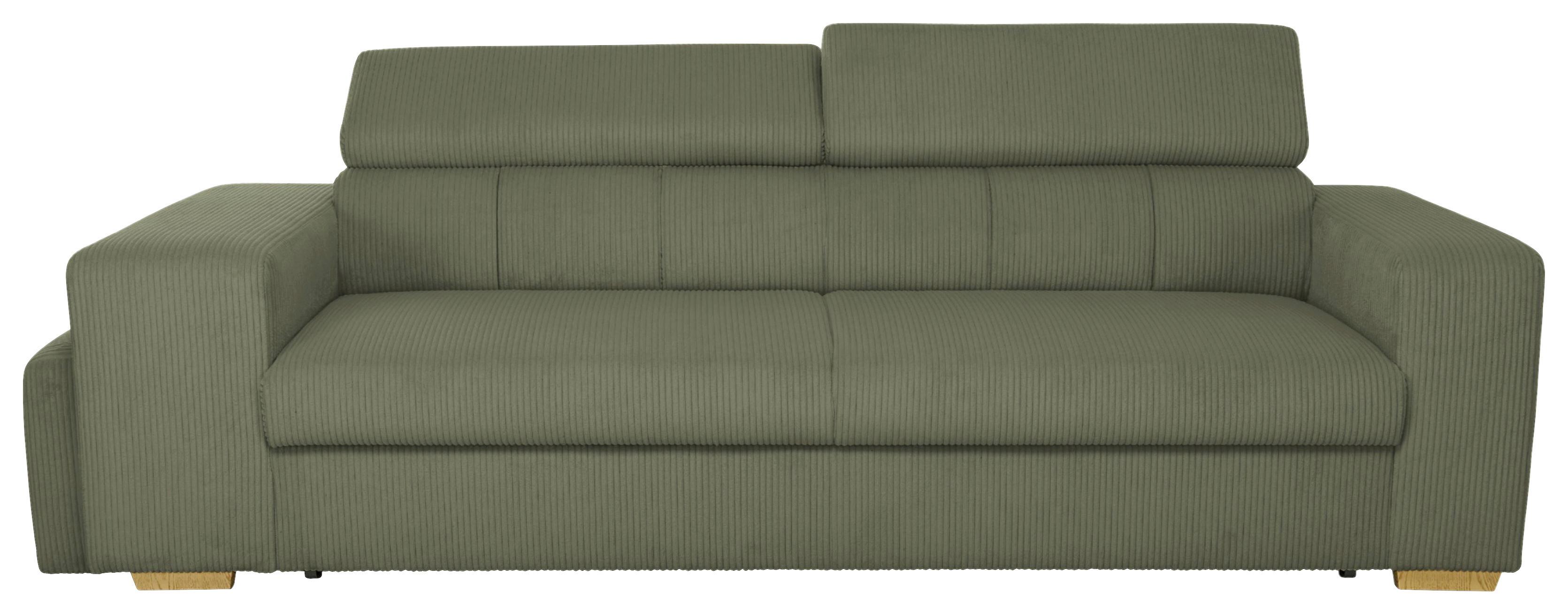 3-SitzerSofa m. Schlaffunktion Sirius S olivgrün, B: 251cm - Schwarz/Olivgrün, KONVENTIONELL, Holz/Holzwerkstoff (251/96/100cm)