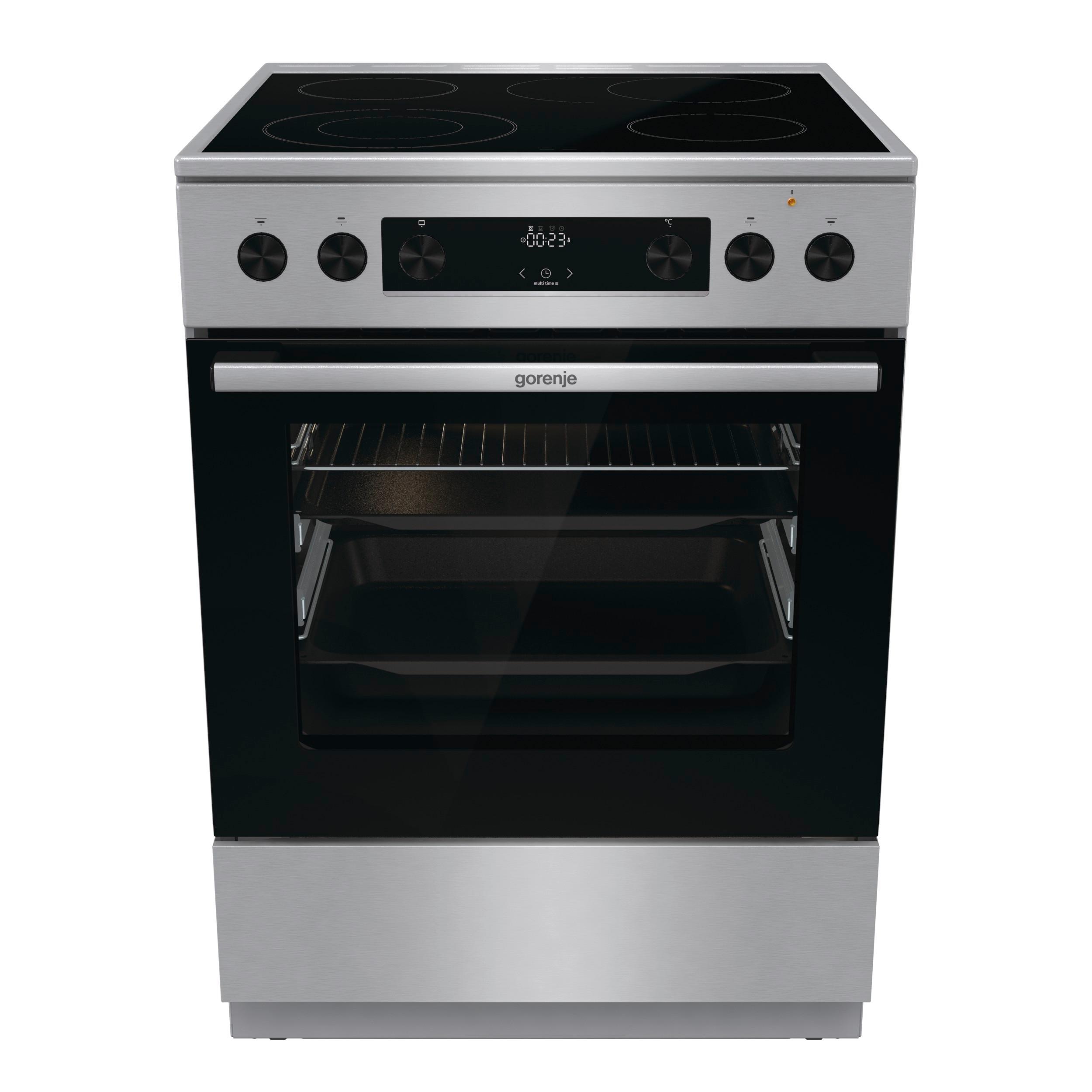 Herd Gecs6c70xpa - Edelstahlfarben/Schwarz, Trend, Glas/Metall (60/85/60cm) - Gorenje