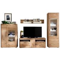 Wohnkombination Massiv 4-Tlg. Ravello Eichefarben - Eichefarben, Design, Glas/Holz (339/208/50cm) - Livetastic