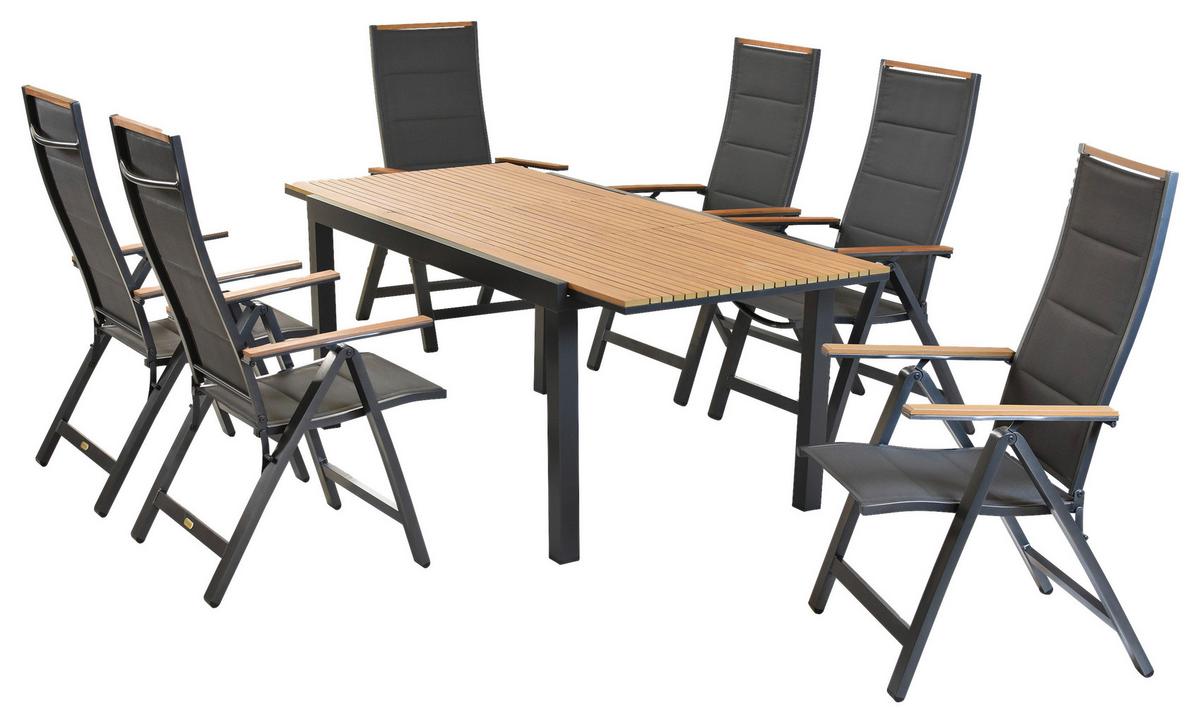 Gartenset Verona - Graphitfarben/Naturfarben, MODERN, Kunststoff/Textil - Gardenson