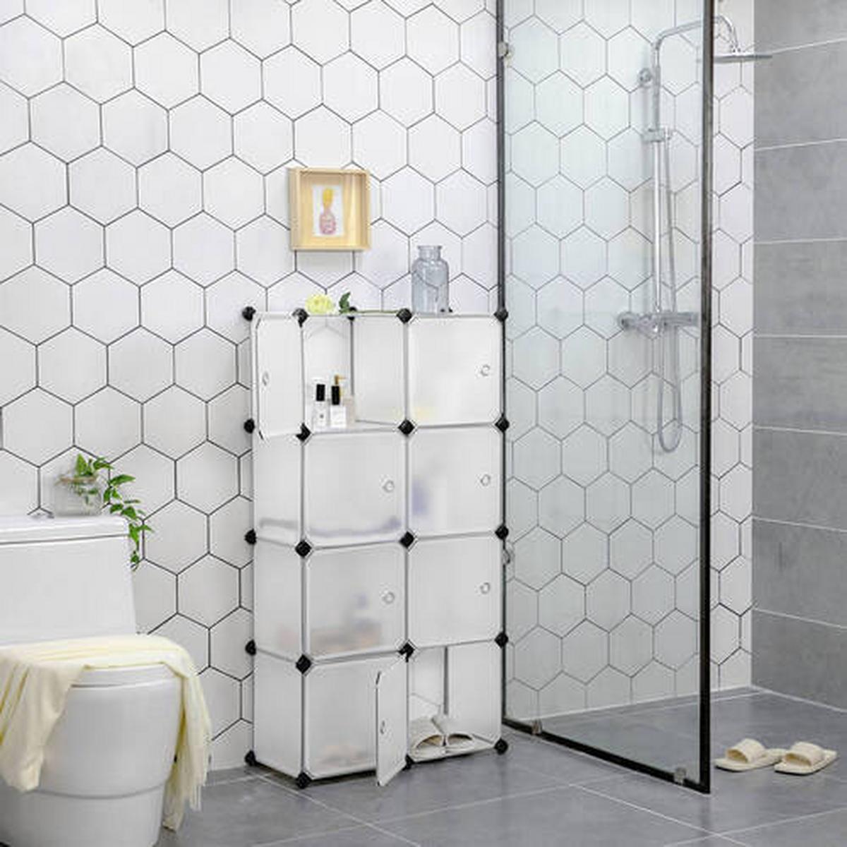 Regalkombination B: 93 cm, Weiß - Schwarz/Weiß, Basics, Kunststoff/Metall (93/123/31cm) - Boxxx