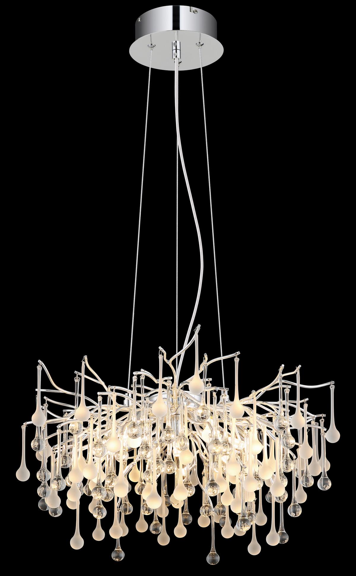 Hängeleuchte Maxine Aluminium ca. 60x150 cm - Klar/Chromfarben, Design, Glas/Metall (60/150cm) - Globo