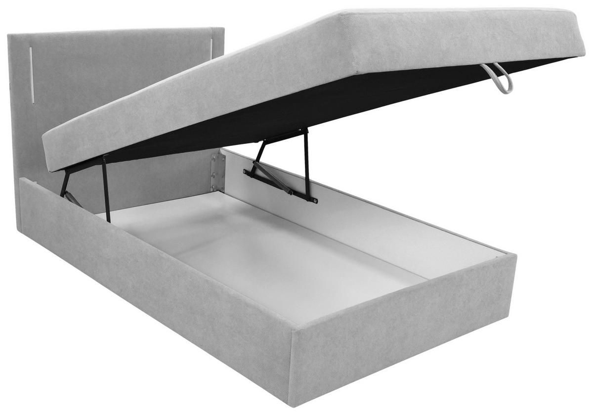 Boxbett Carlos 120 Grau B: 121 cm - Schwarz/Grau, Basics, Holzwerkstoff/Textil (121/110/210cm) - Livetastic