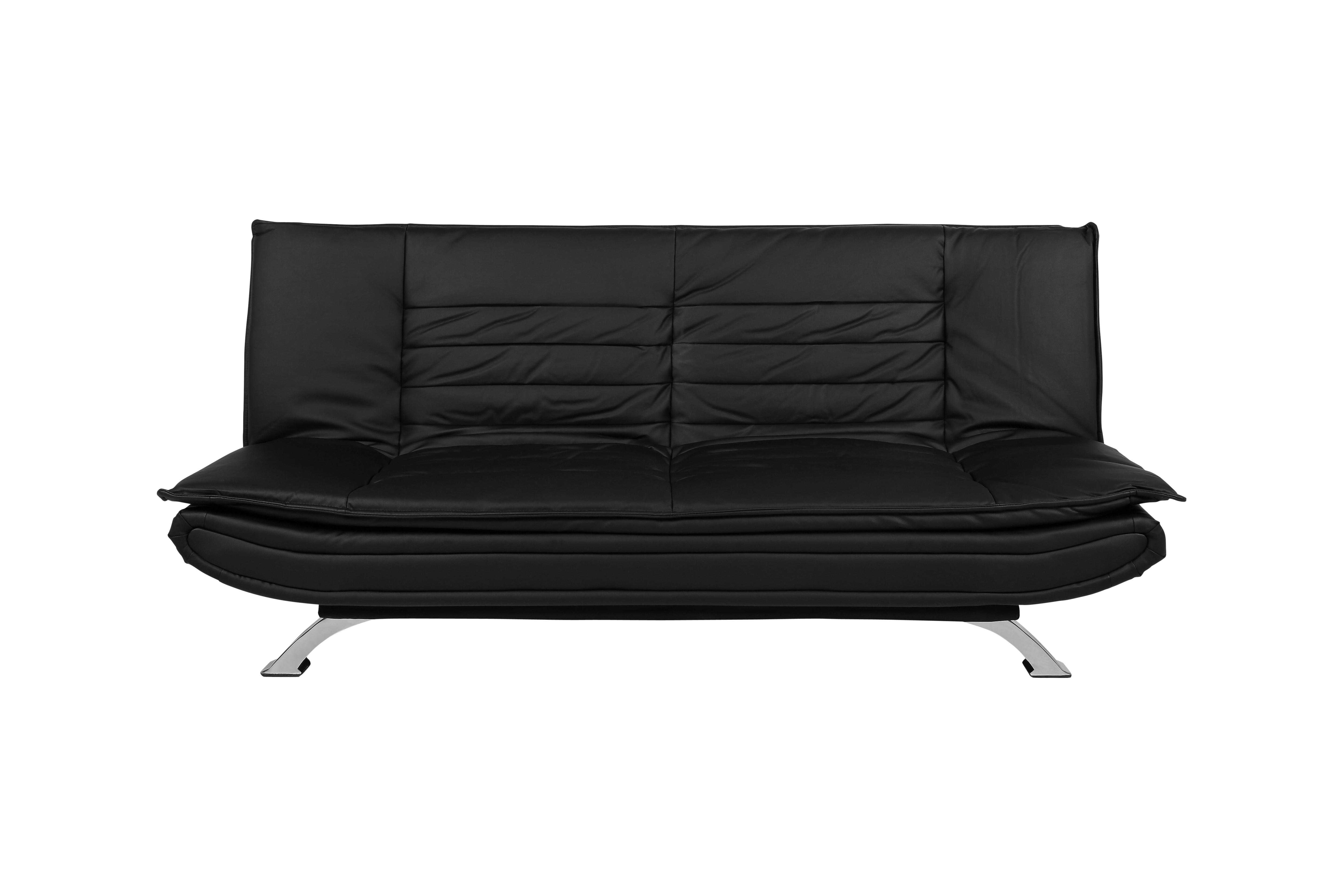 2-Sitzer-Sofa Mit Schlaffunktion Faith Schwarz - Chromfarben/Schwarz, Design, Textil (196/91/98cm) - MID.YOU