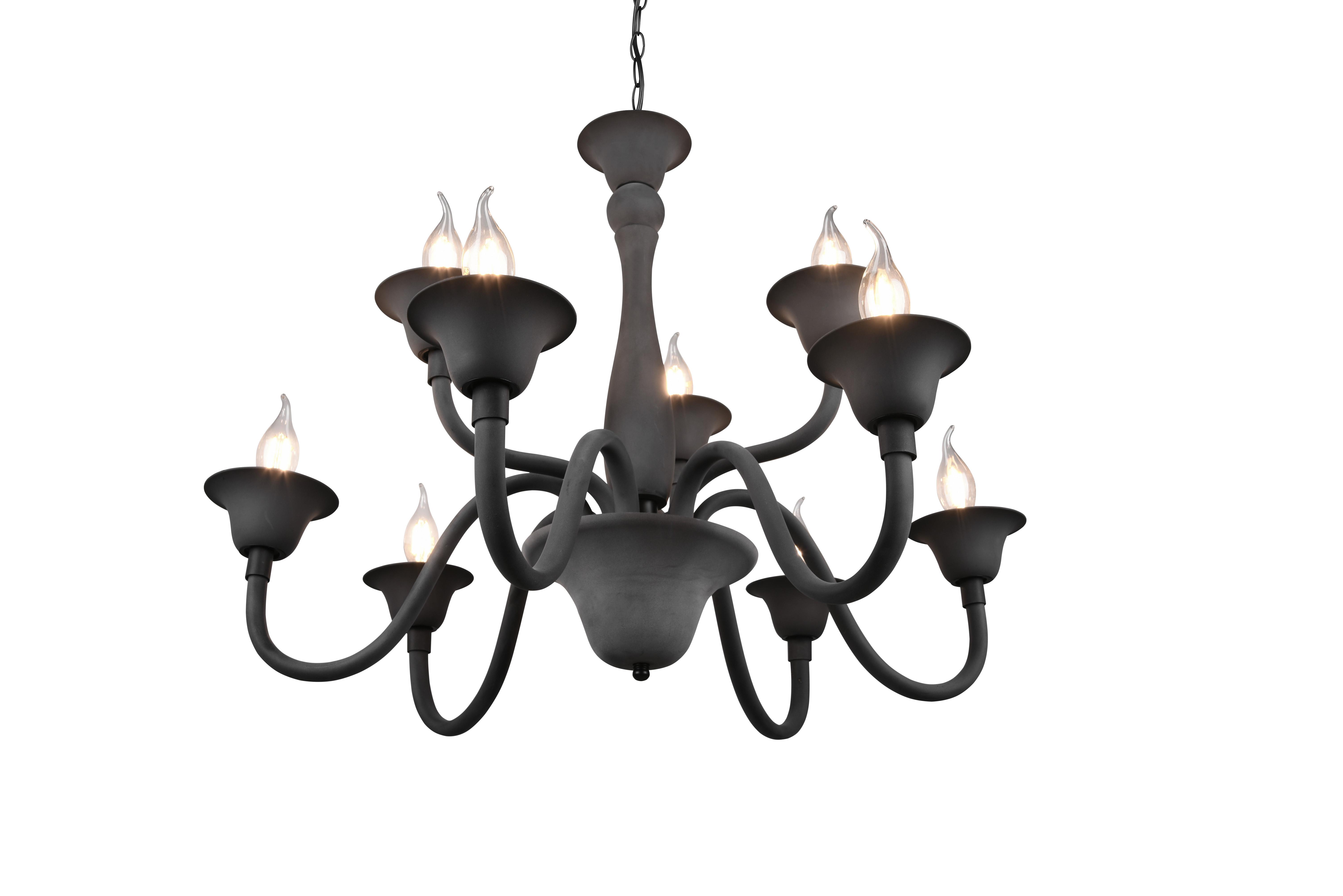 Kronleuchter 112900942 Elsa - Anthrazit, ROMANTIK / LANDHAUS, Kunststoff/Metall (72/150cm) - Trio Leuchten