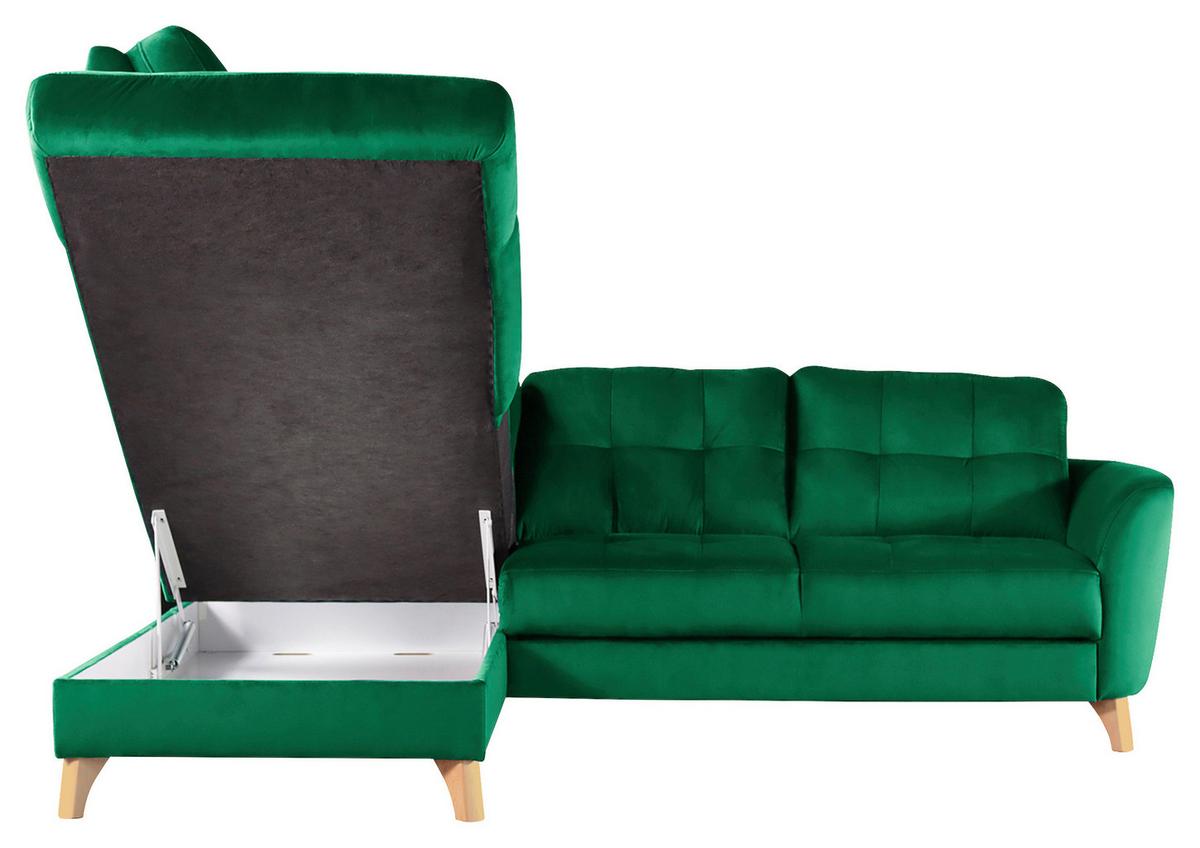 Ecksofa Nordic Dunkelgrün S: 190x236 cm - Dunkelgrün/Buchefarben, Design, Textil (190/236cm) - Livetastic