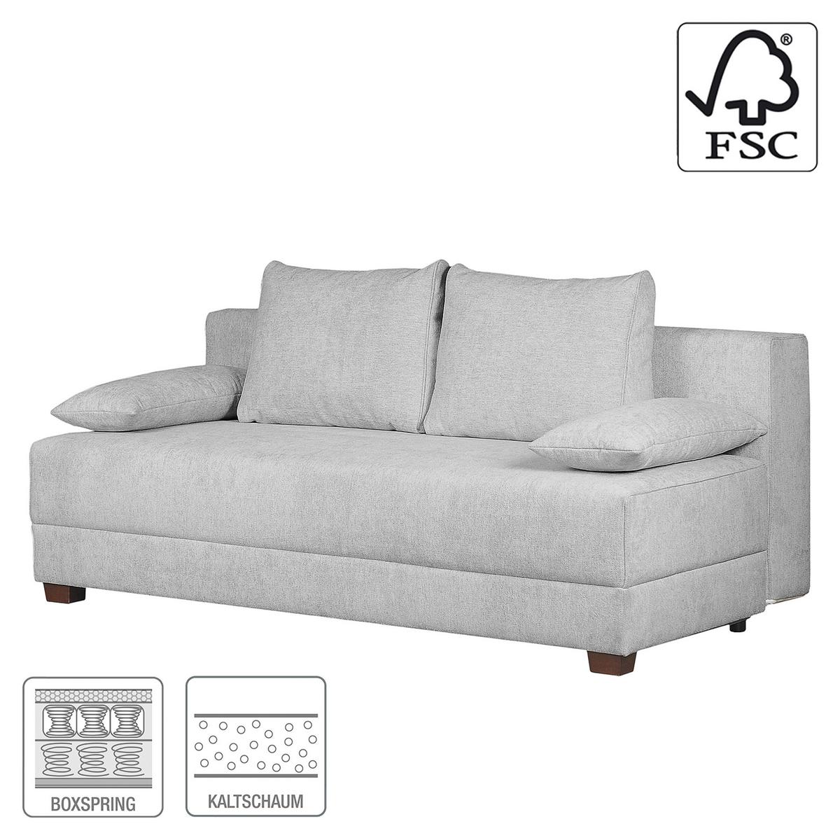 Schlafsofa Dingo, Hellgrau B: 202 cm - Dunkelbraun/Hellgrau, Design, Textil (202/85/110cm) - MID.YOU