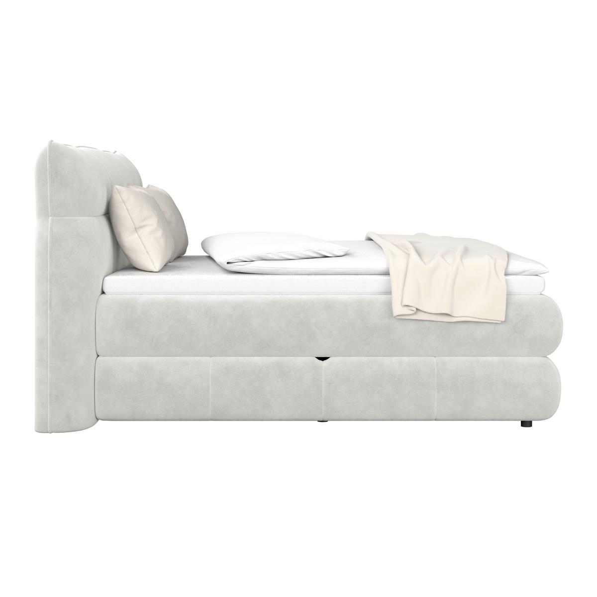 Boxspringbett Carmelo Creme 140x200 cm H3 - Creme/Schwarz, Trend, Textil (140/200cm)