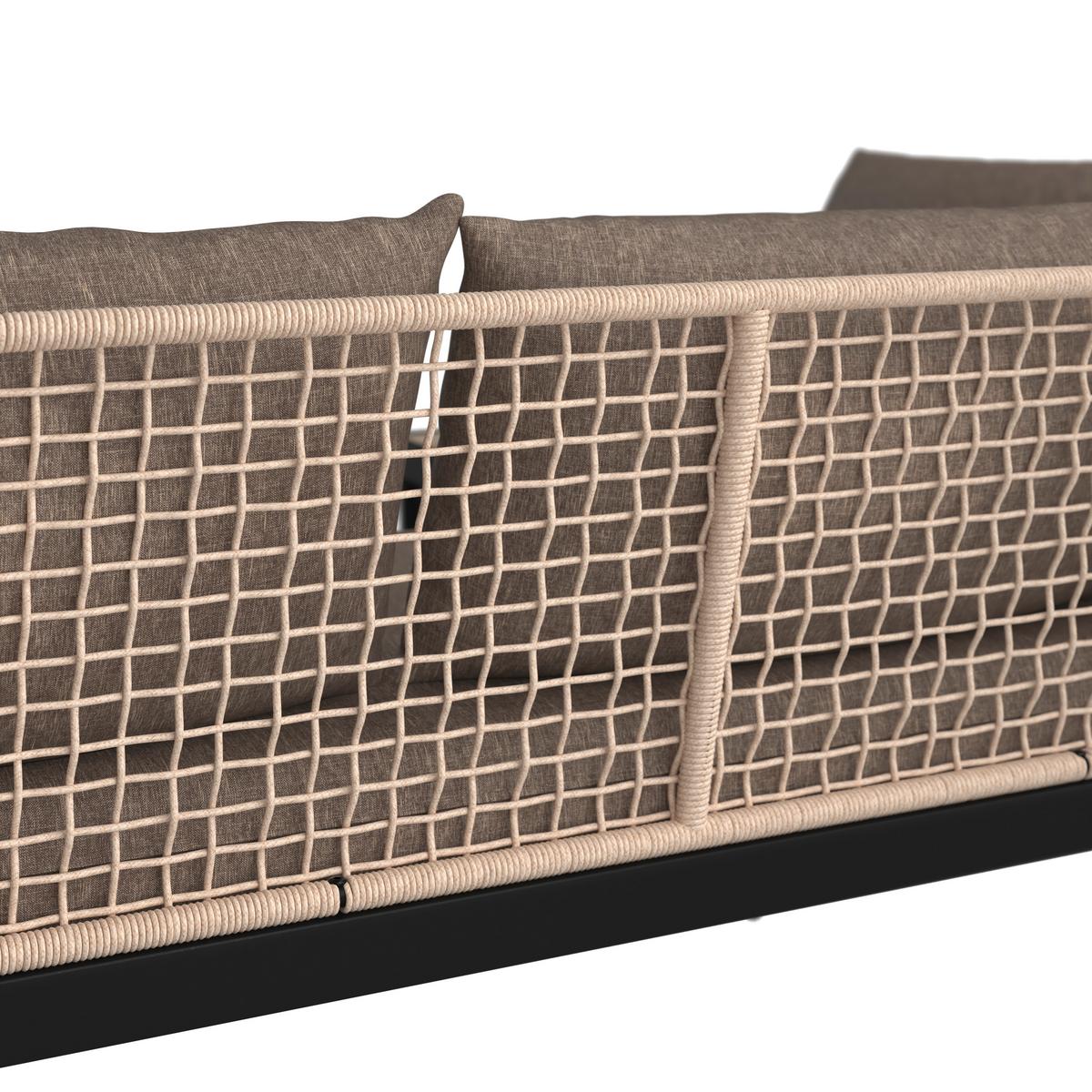 Loungegarnitur 3-Tlg Korsika Holz/Metall/Textil mit Kissen - Anthrazit/Grau, MODERN, Holz/Textil - Beldano