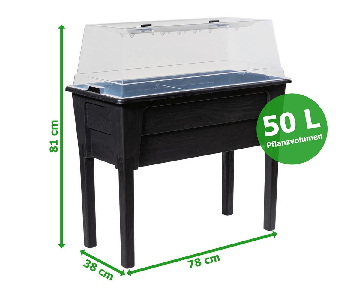 Hochbeet Kunststoff Victoria 78x81x38 cm Anthrazit - Anthrazit, Basics, Kunststoff (78/81/38cm)