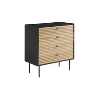 Kommode Schwarz, Eichefarben B: 80cm - Eichefarben/Schwarz, Design, Holz/Holzwerkstoff (80/85/40cm) - Livetastic