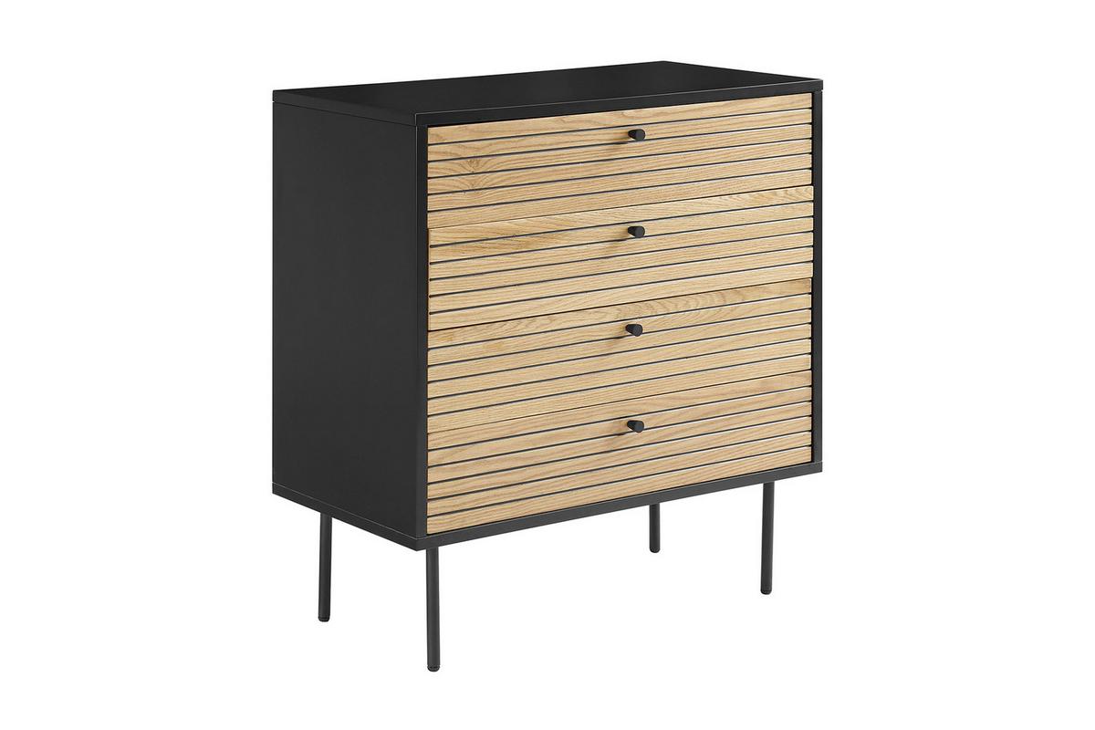 Kommode Schwarz, Eichefarben B: 80cm - Eichefarben/Schwarz, Design, Holz/Holzwerkstoff (80/85/40cm) - Livetastic