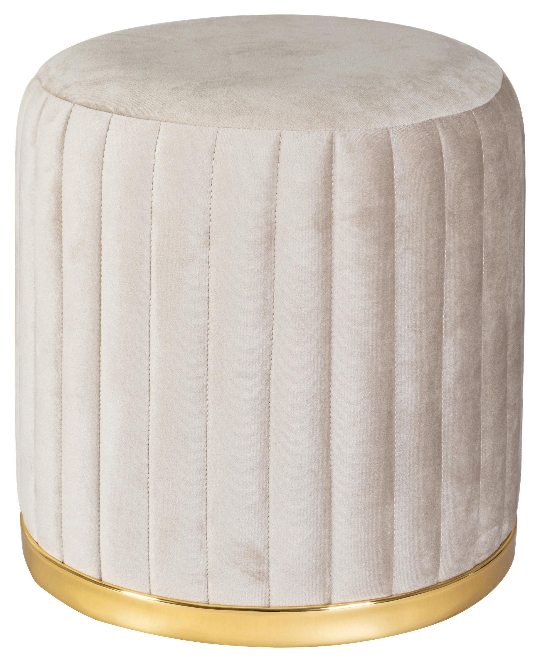 Hocker Doric 125 Goldfarben/Taupe D: 43 cm - Taupe/Goldfarben, Design, Textil (43/46cm) - Kayoom