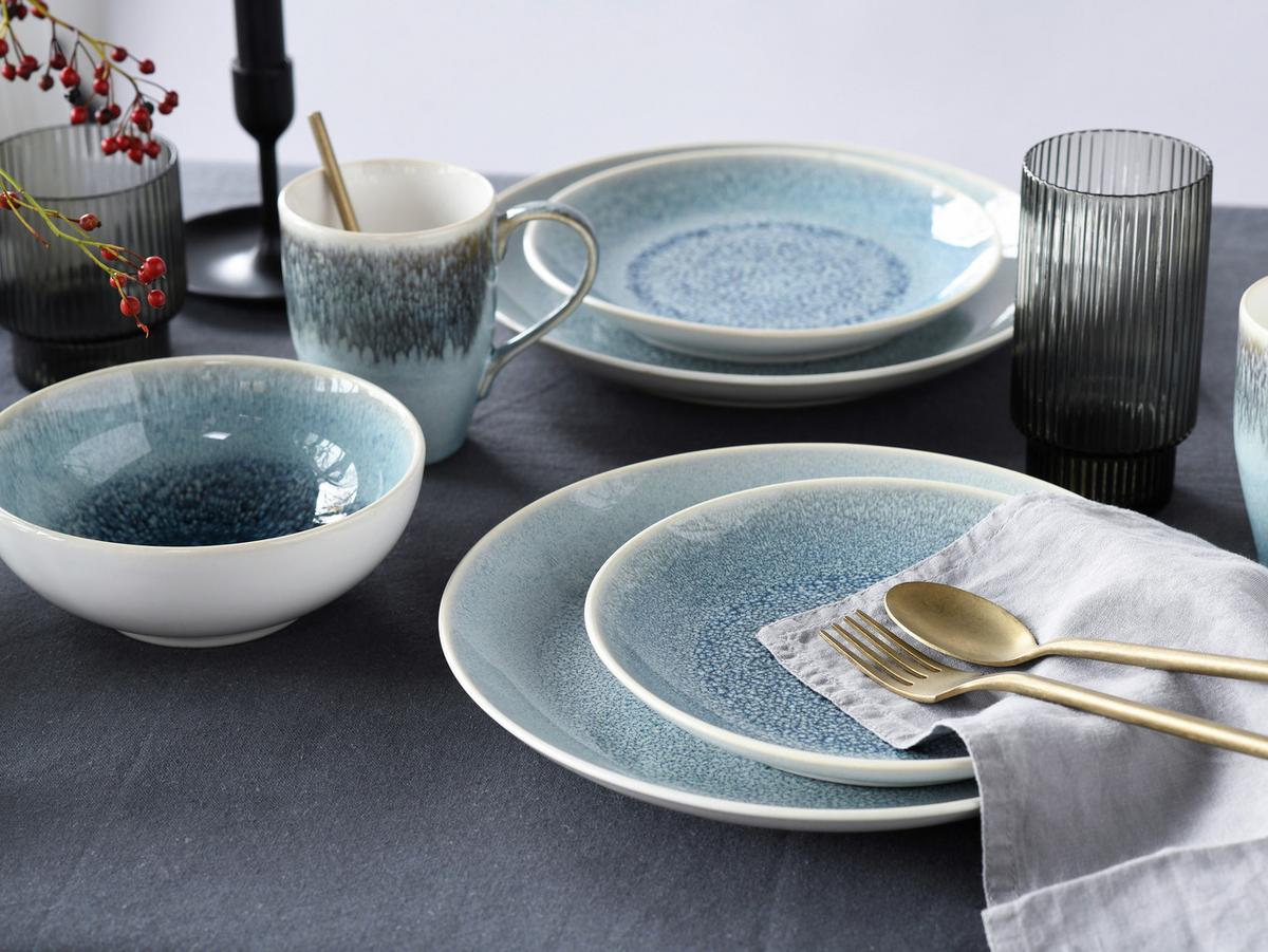 Kombiservice Caldera Hellblau, Weiß 8--Teilig - Weiß/Hellblau, Basics, Keramik - Creatable