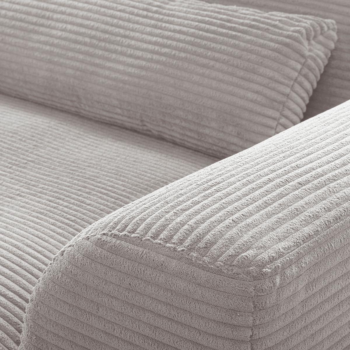 Ecksofa Berlin Cord Hellgrau 172x313 cm - Hellgrau/Schwarz, Design, Textil (172/313cm) - P & B