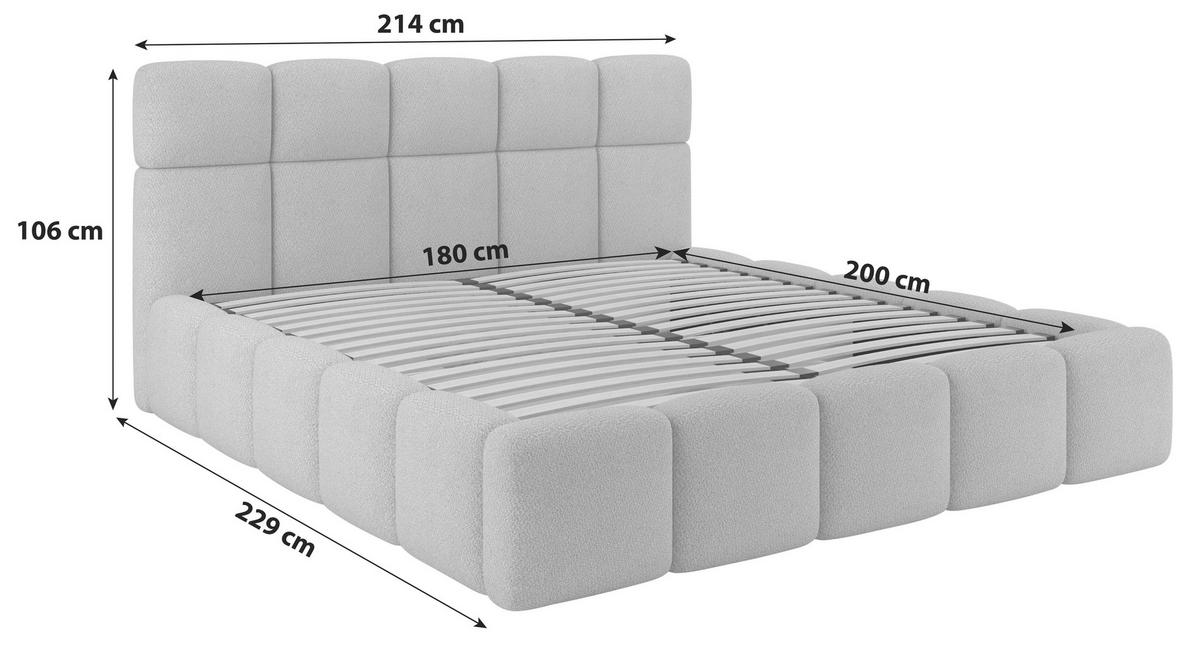 Polsterbett Cloudy M. Matratze Braun, Lf: 180x200 Cm - Braun, Trend, Holz/Holzwerkstoff (180/200cm) - Luca Bessoni