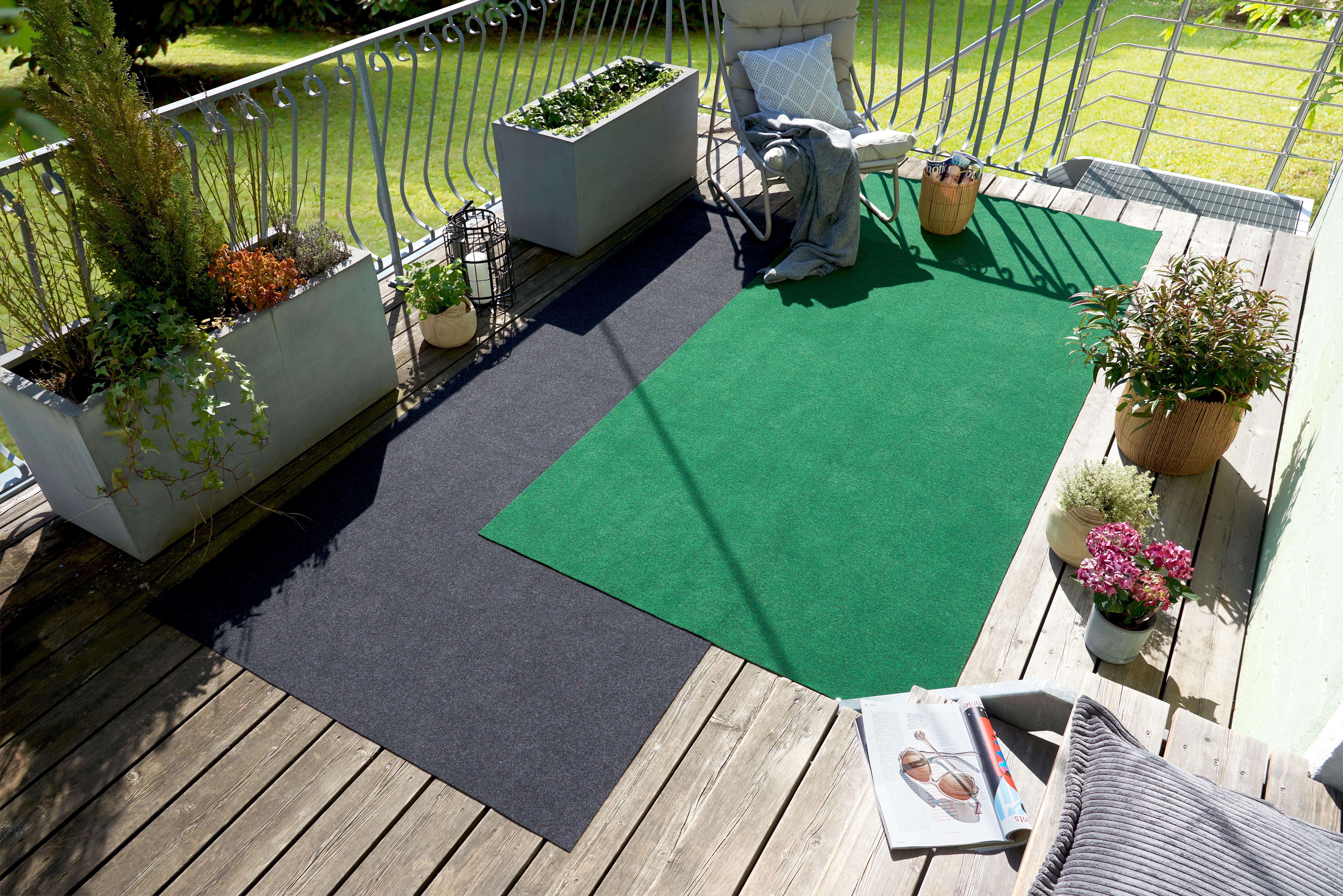 Rasenteppich Emmi 133x300 cm In Anthrazit - Anthrazit, Basics, Kunststoff (133/300cm) - Ondega