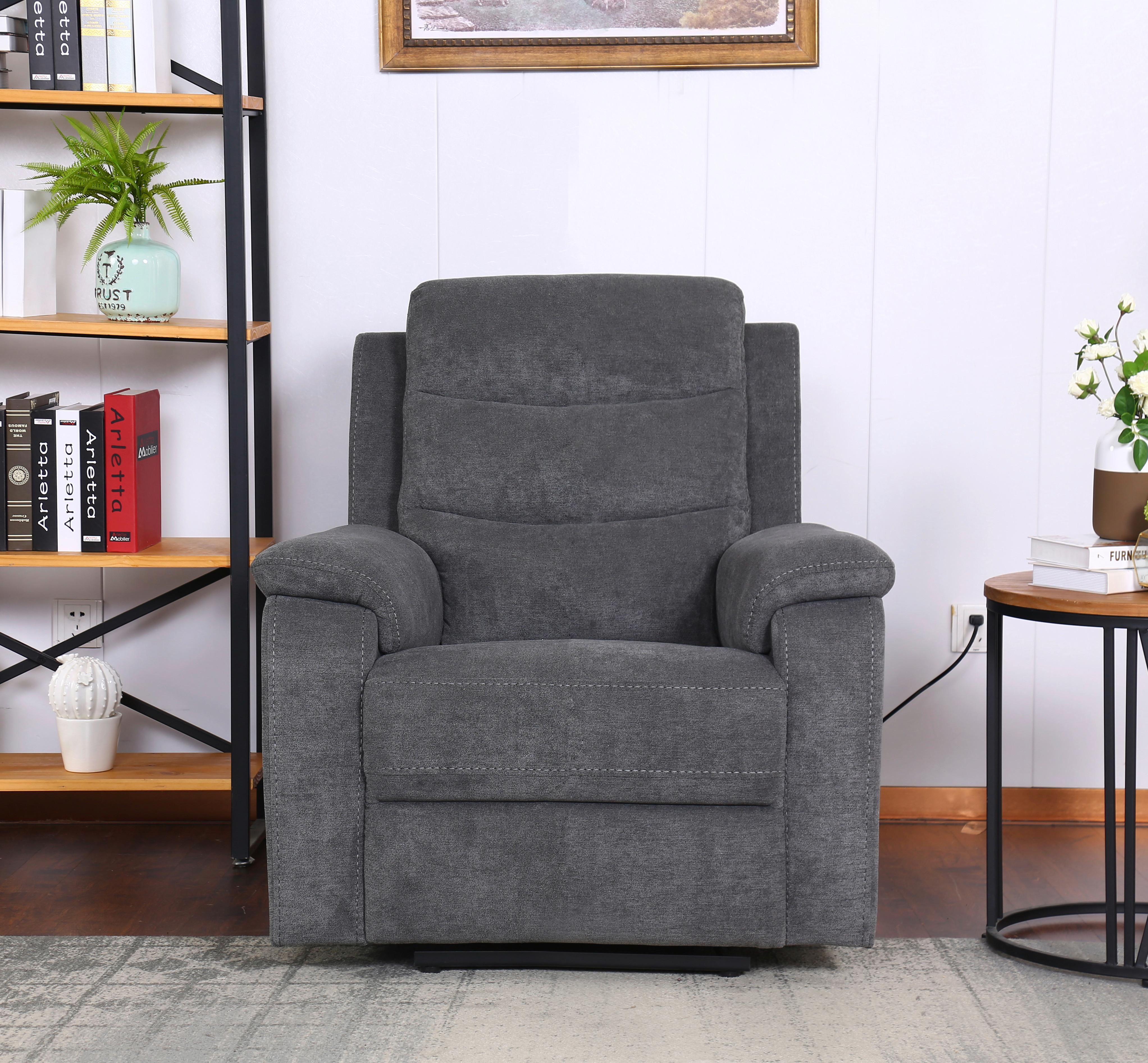 Relaxačné kreslo MANCHESTER, sivá - čierna/sivá, Konventionell, textil/plast (92/102/93cm) - Based