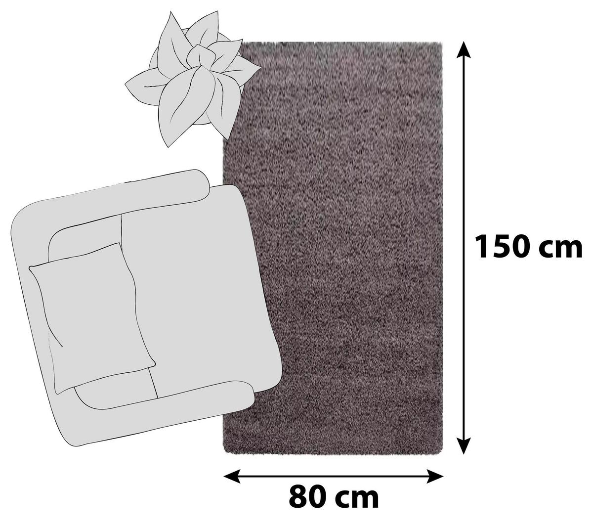 Hochflor Teppich Taupe Dream 80x150 cm - Taupe, KONVENTIONELL, Textil (80/150cm)